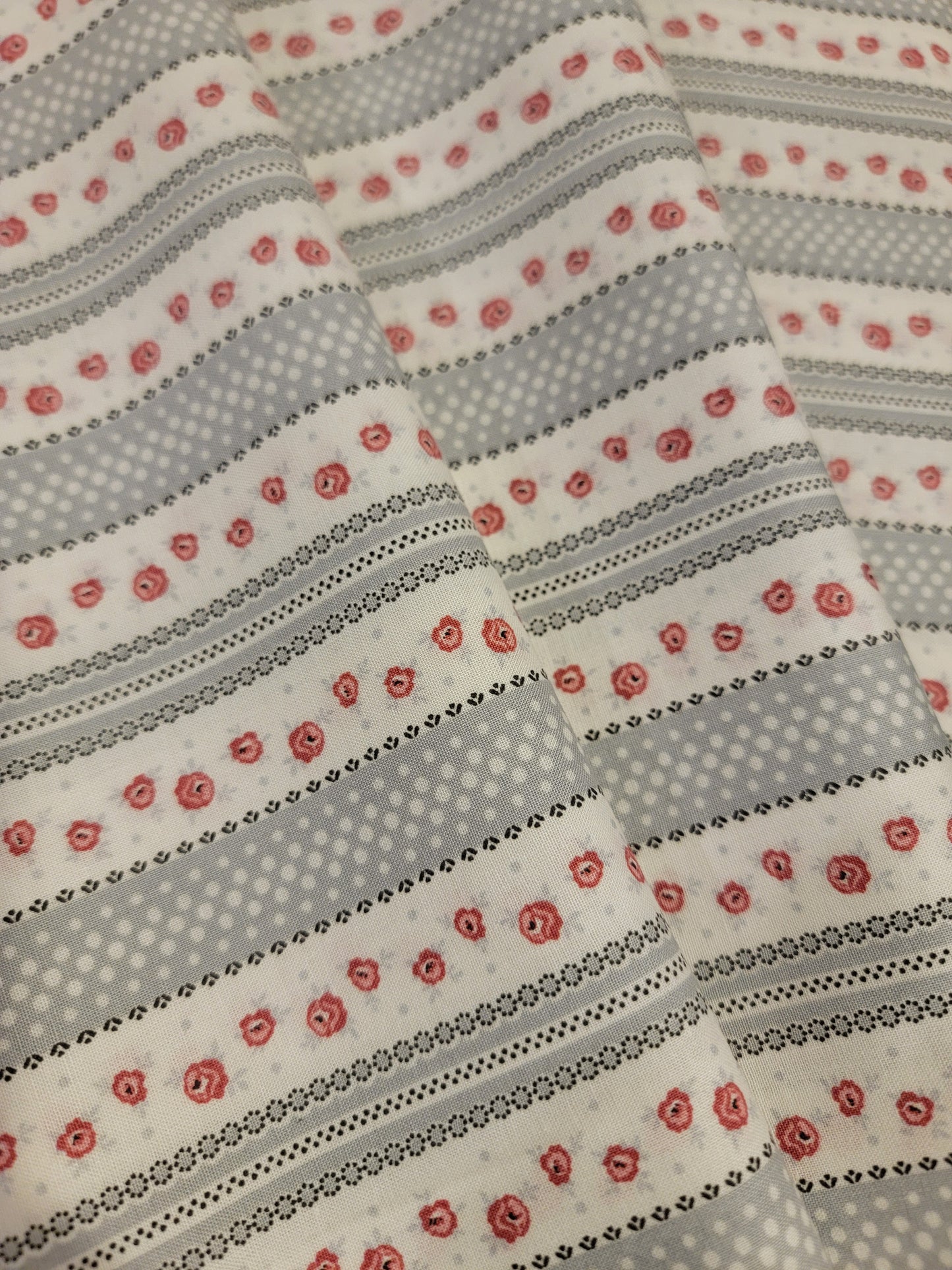 Audrey- Rose & Stripes Fabric (half yard increment)