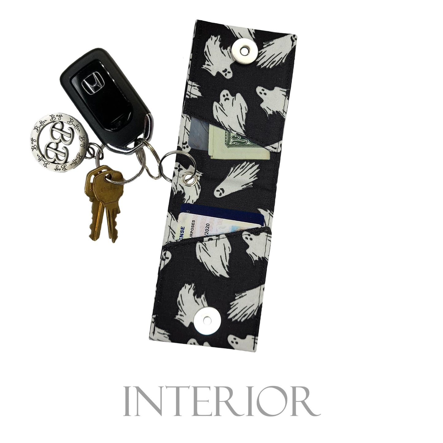 Ghost (black) Glow in the Dark Keychain Wallet