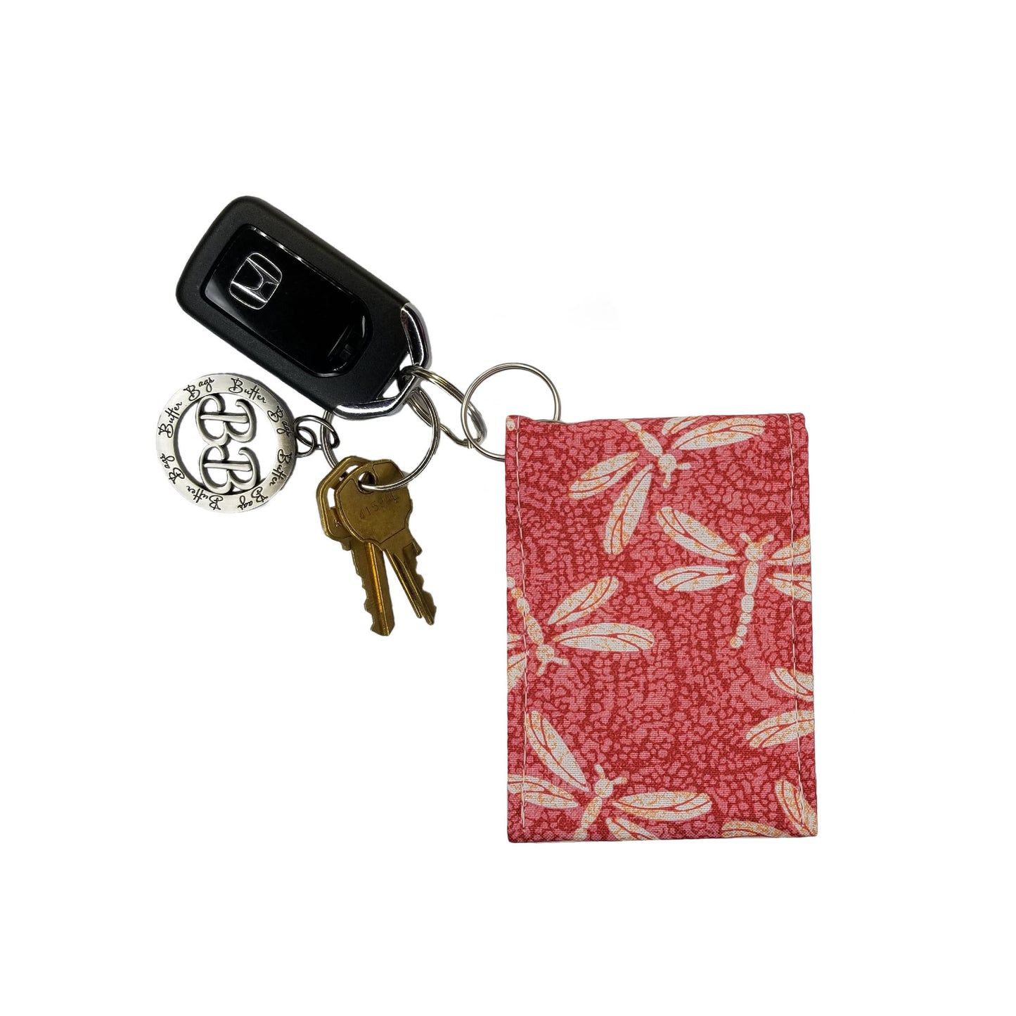Pink Dragonfly Keychain Wallet