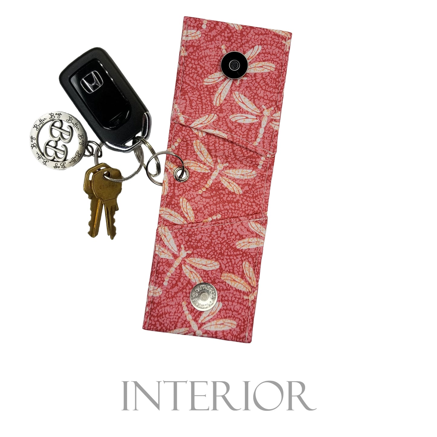 Pink Dragonfly Keychain Wallet