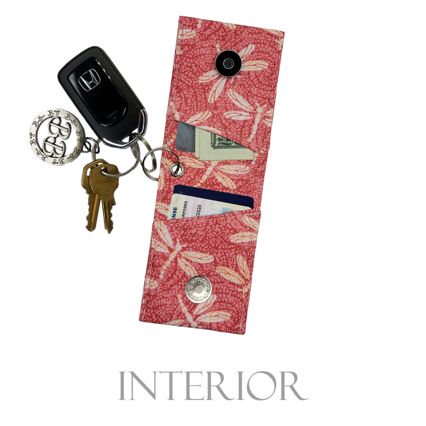 Pink Dragonfly Keychain Wallet