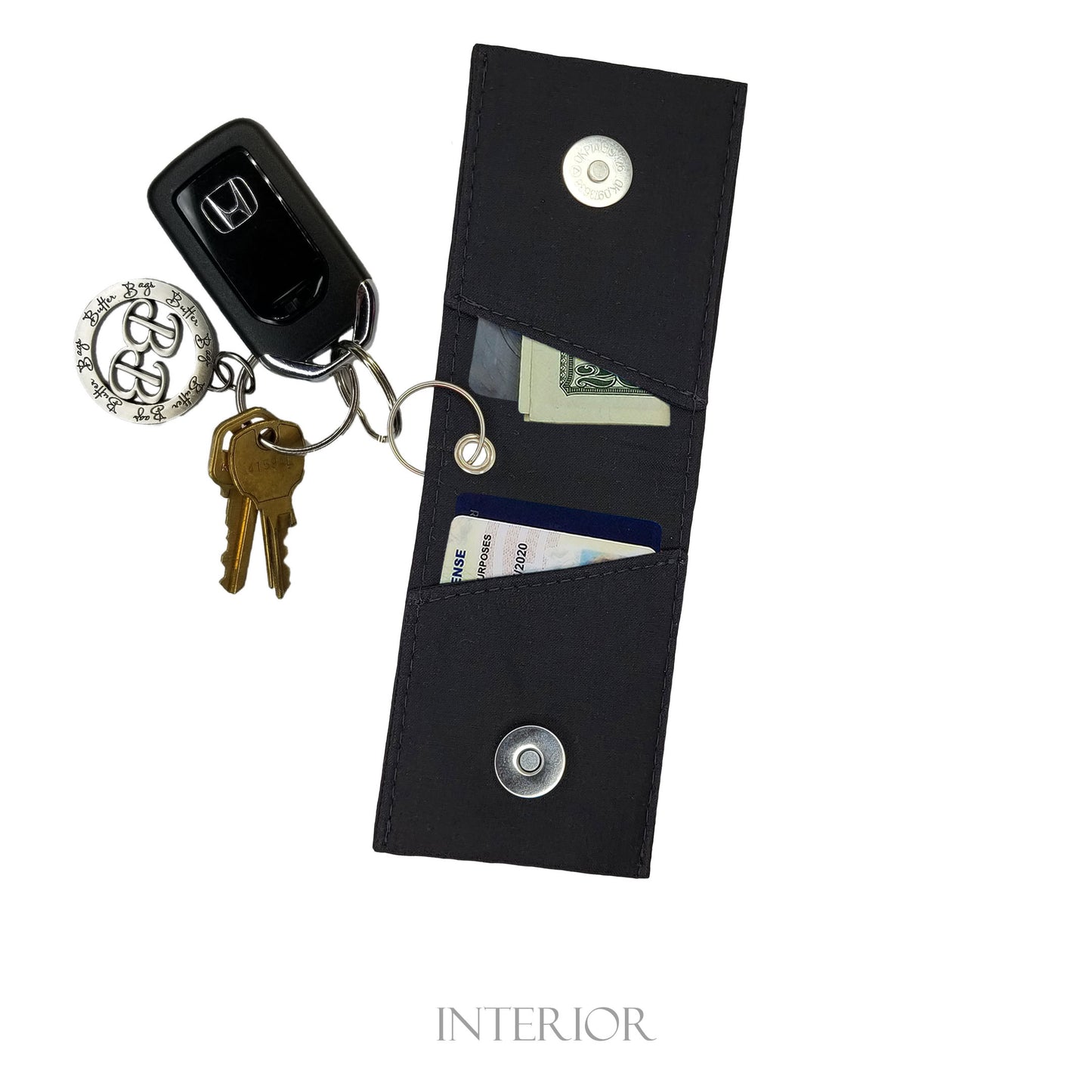Solid Black Keychain Wallet