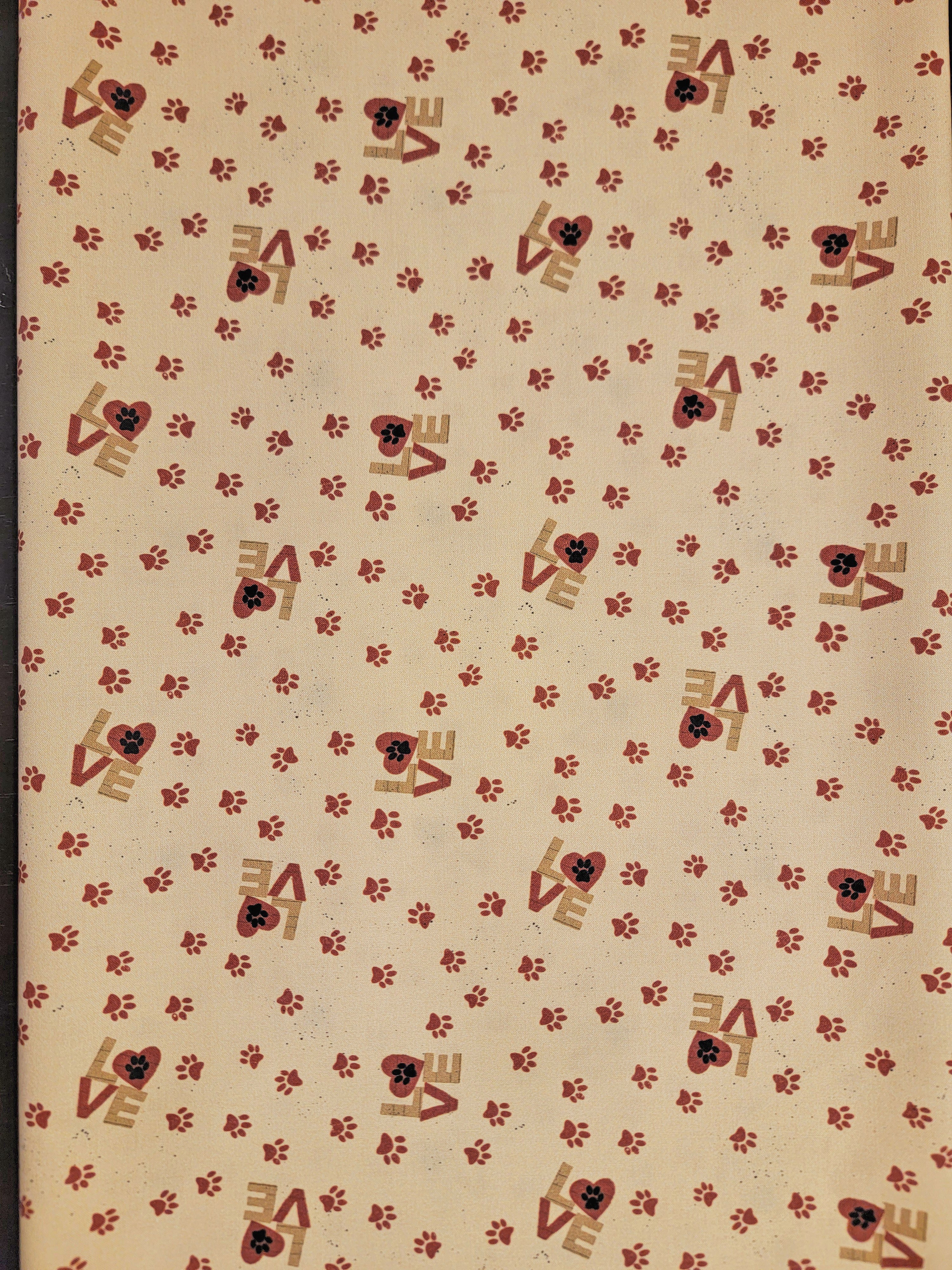 Purrfection Kittens- Paw Prints Red Fabric (half yard increment)