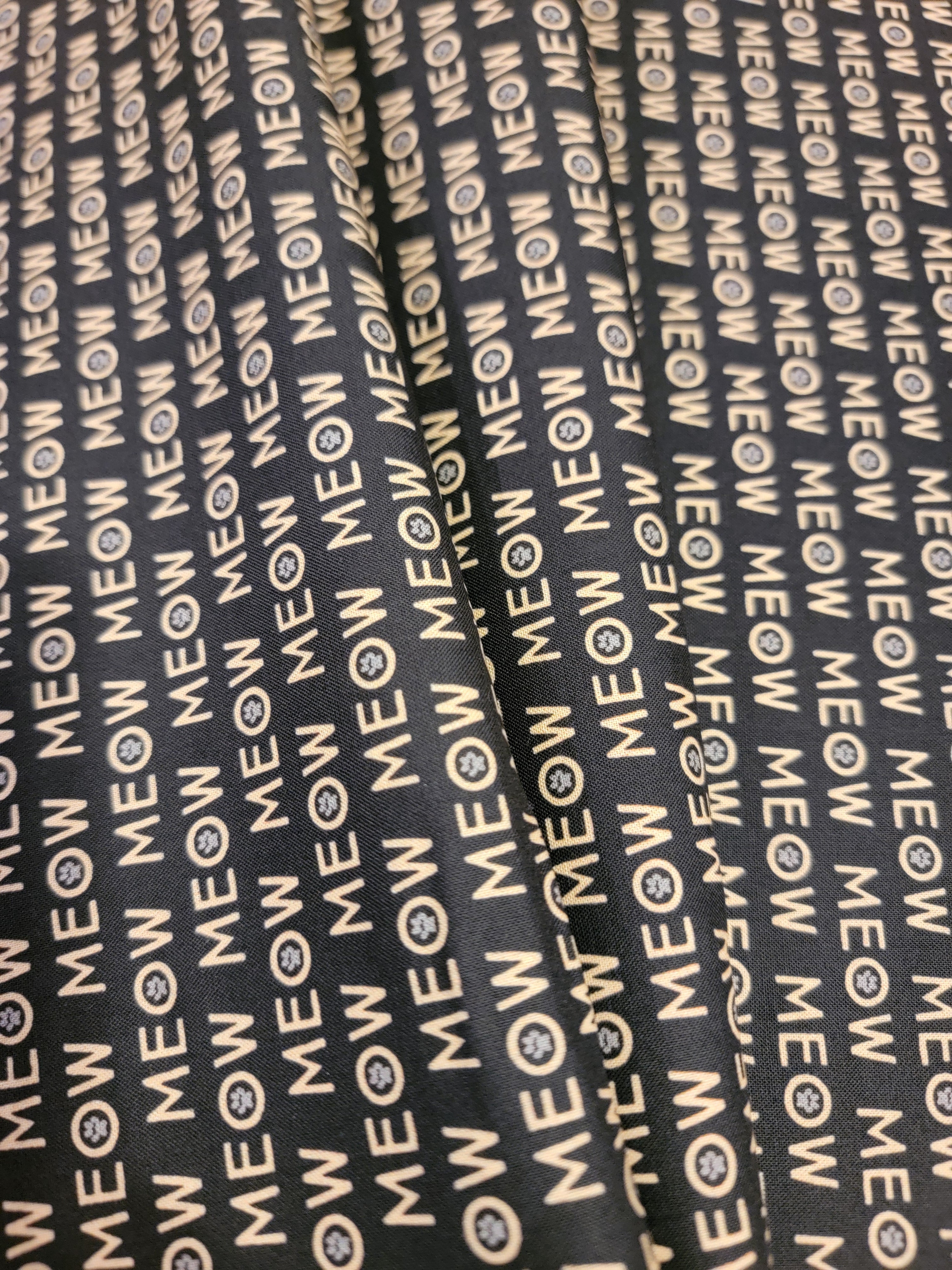 Purrfection Kittens- Meow Black Fabric (half yard increment)