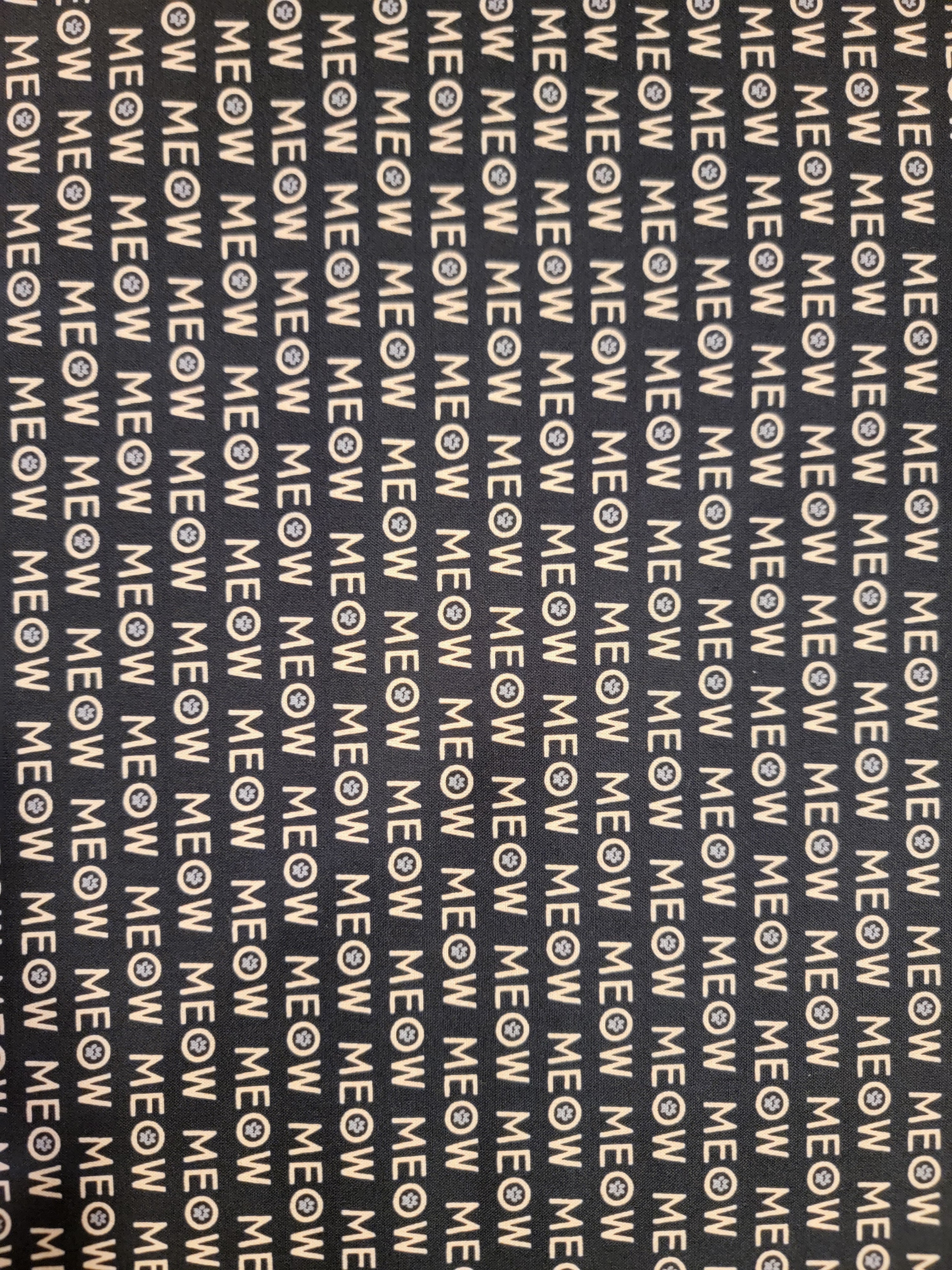 Purrfection Kittens- Meow Black Fabric (half yard increment)