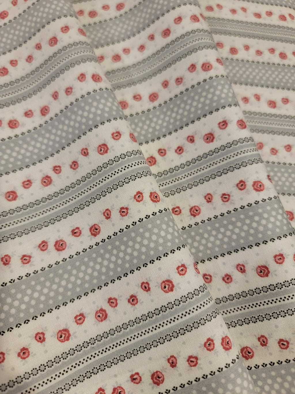 Audrey- Rose & Stripes Fabric (half yard increment)