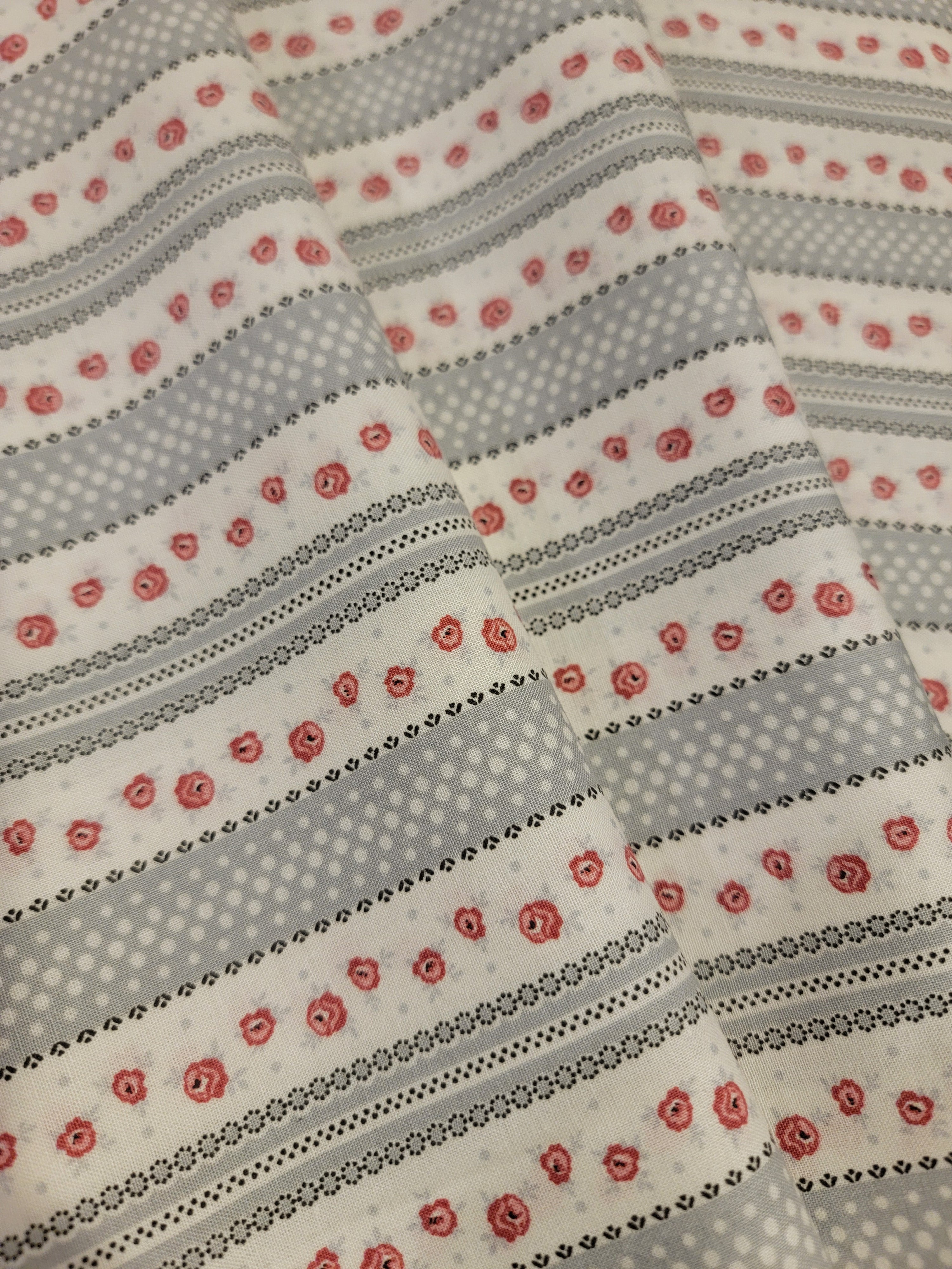 Audrey- Rose & Stripes Fabric (half yard increment)