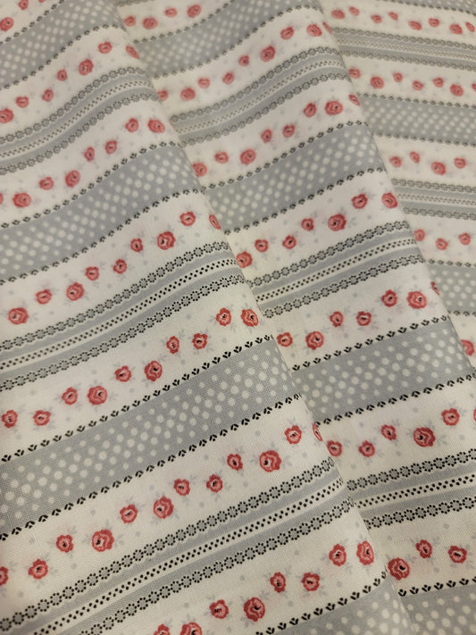 Audrey- Rose & Stripes Fabric (half yard increment)