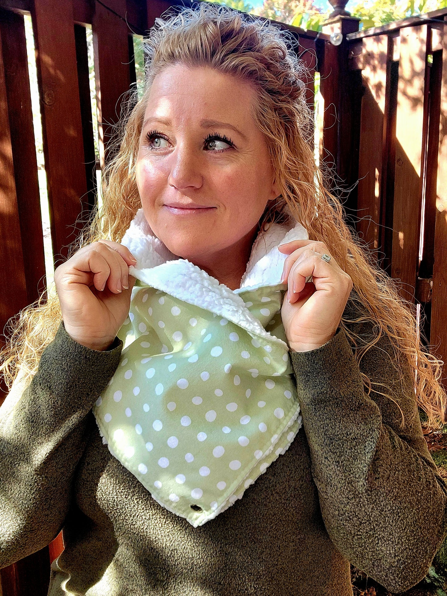 Pastel Green Polka Mini Scarf