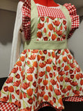 Spring Tulips Vintage Ruffle Pinafore Apron