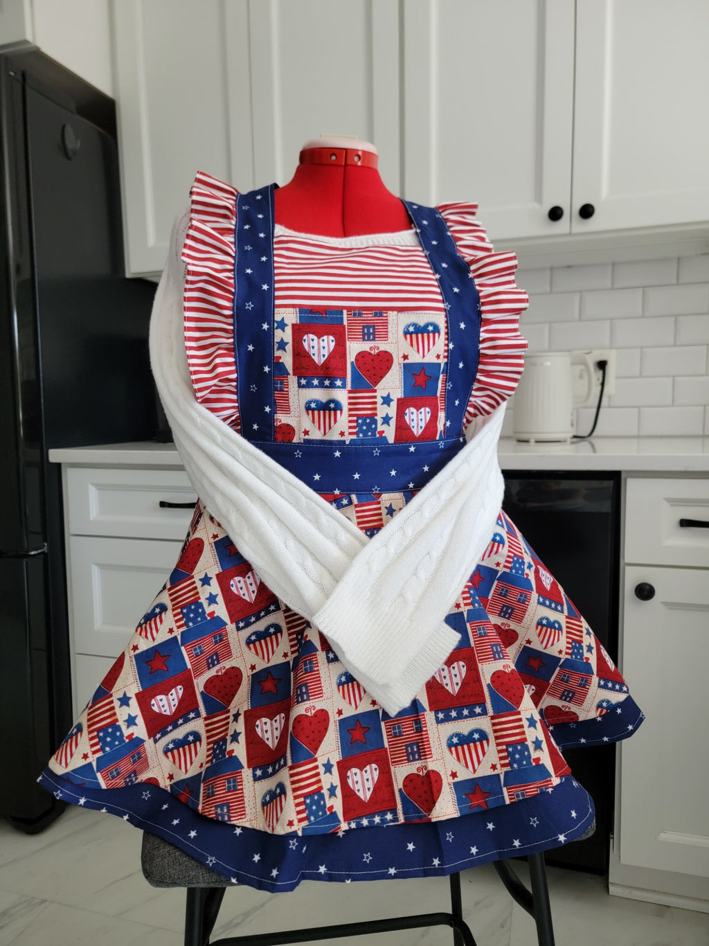 Americana Vintage Ruffle Pinafore Apron