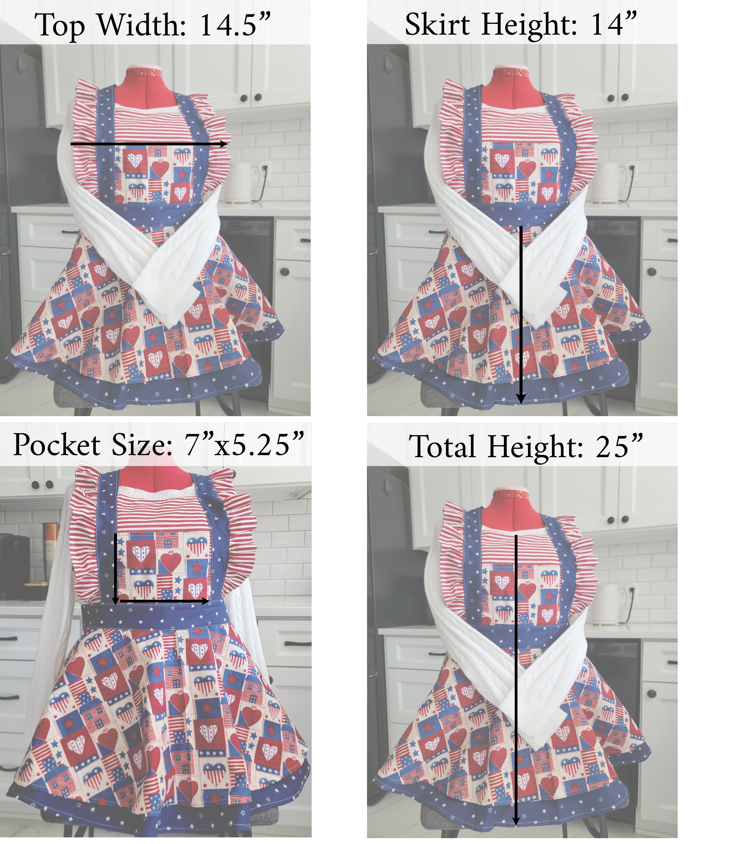 Americana Vintage Ruffle Pinafore Apron