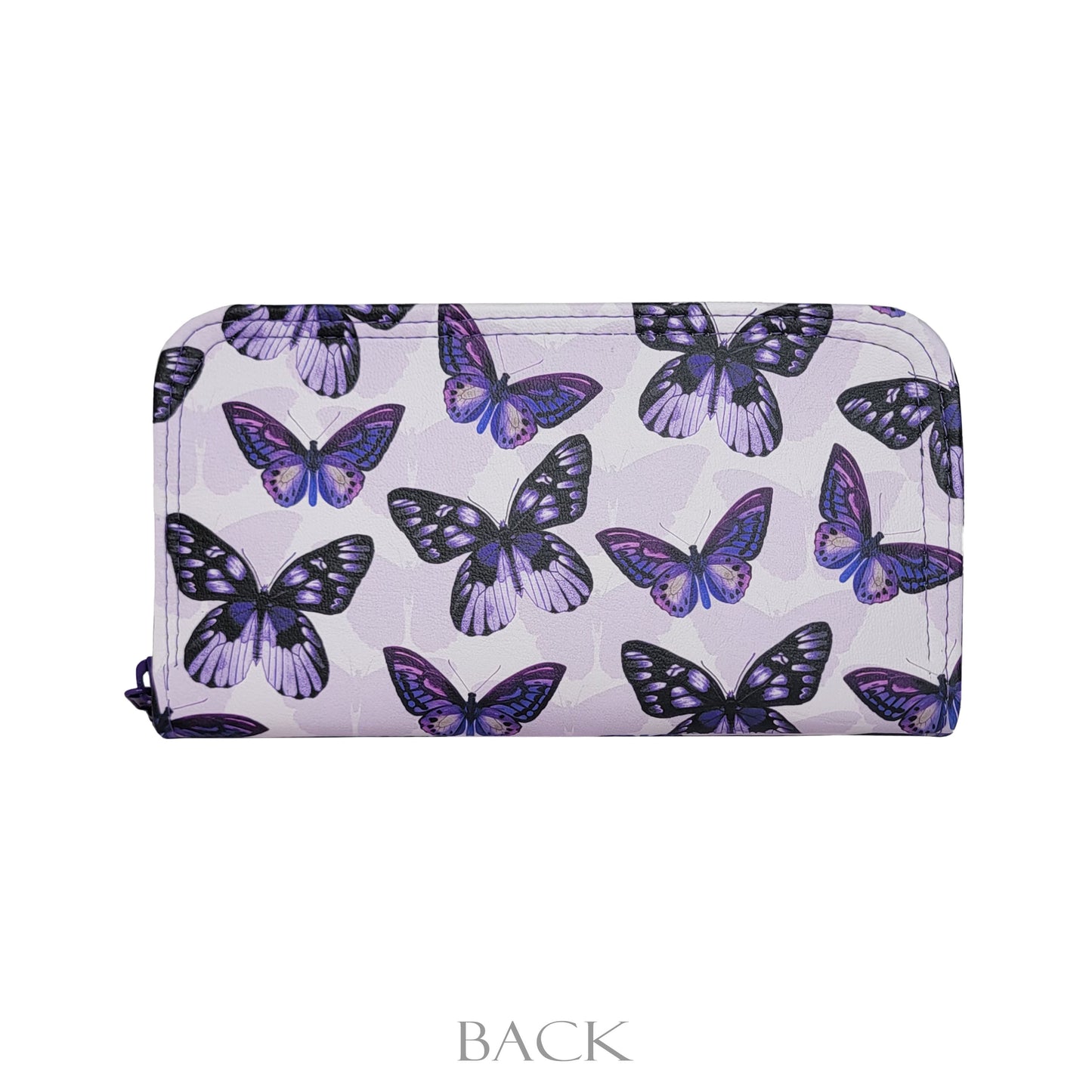 Purple Butterfly Zip Around Wallet