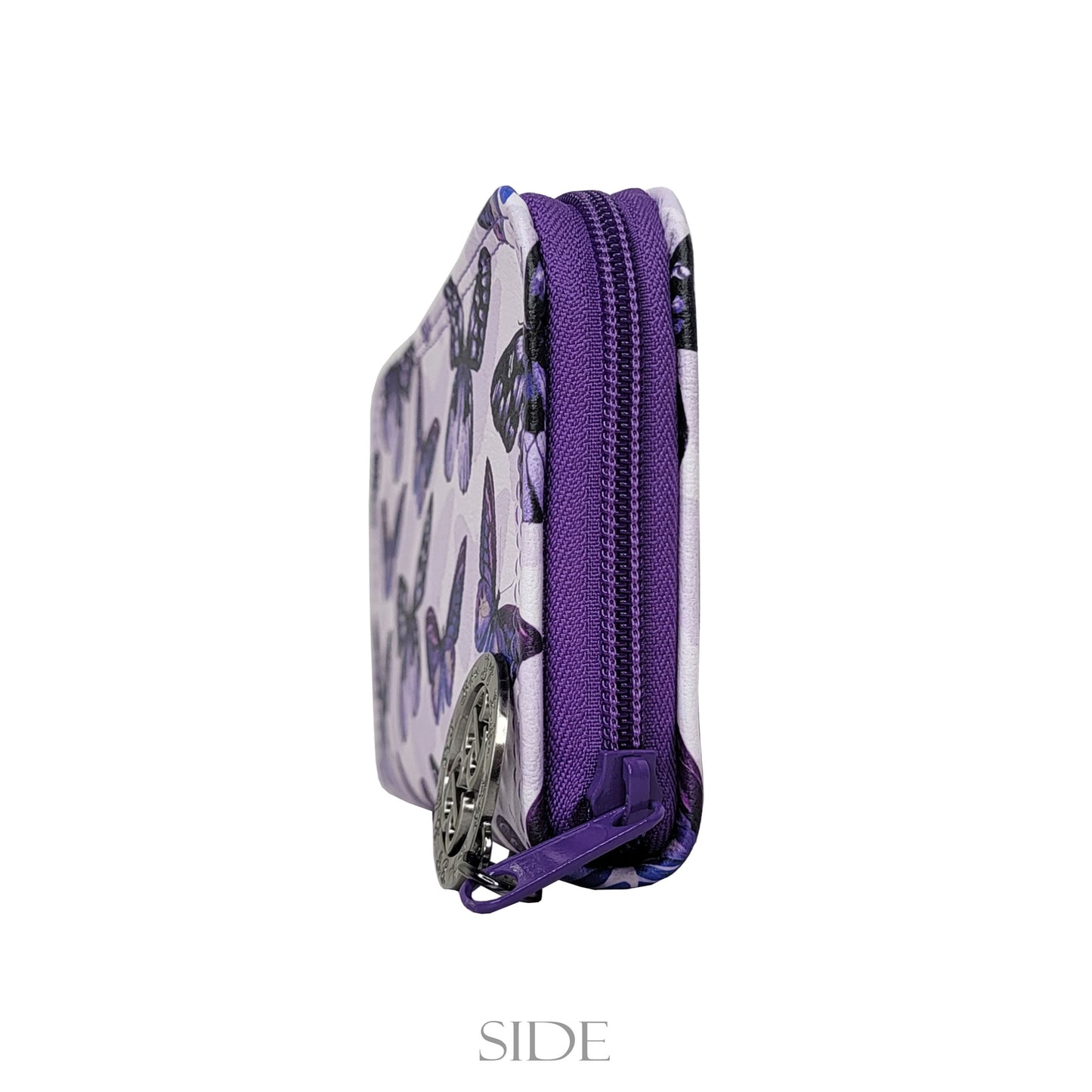 Purple Butterfly Zip Around Wallet