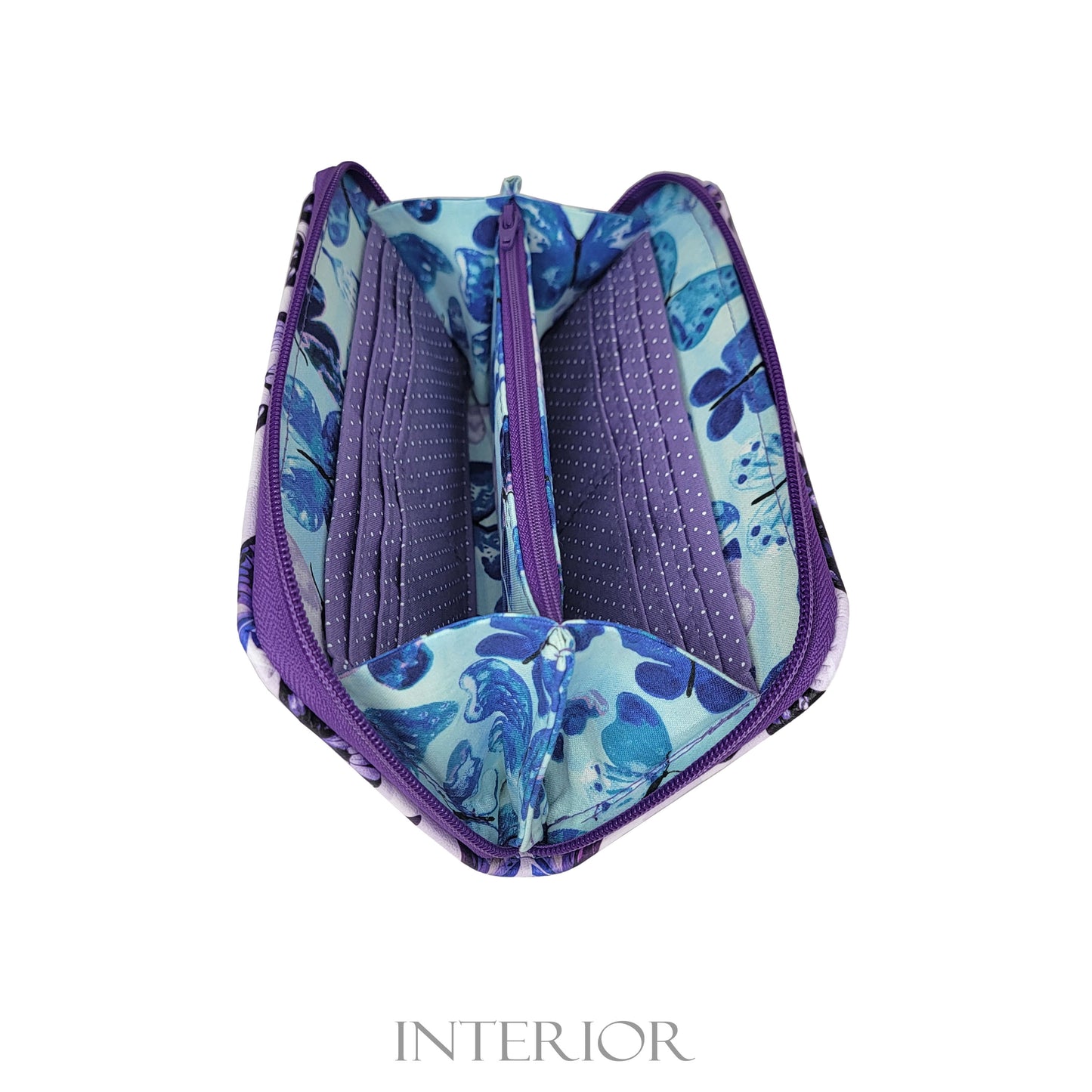 Purple Butterfly Zip Around Wallet