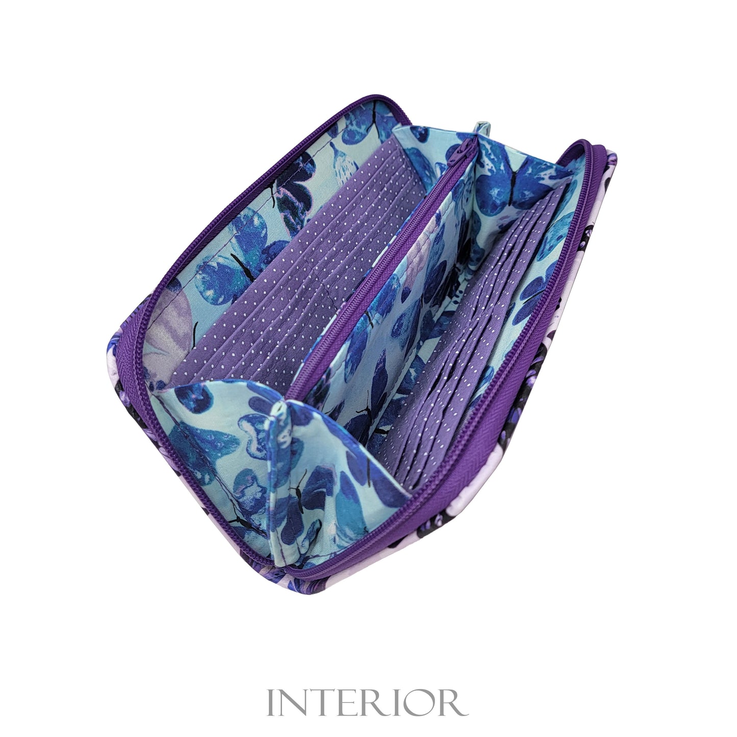 Purple Butterfly Zip Around Wallet