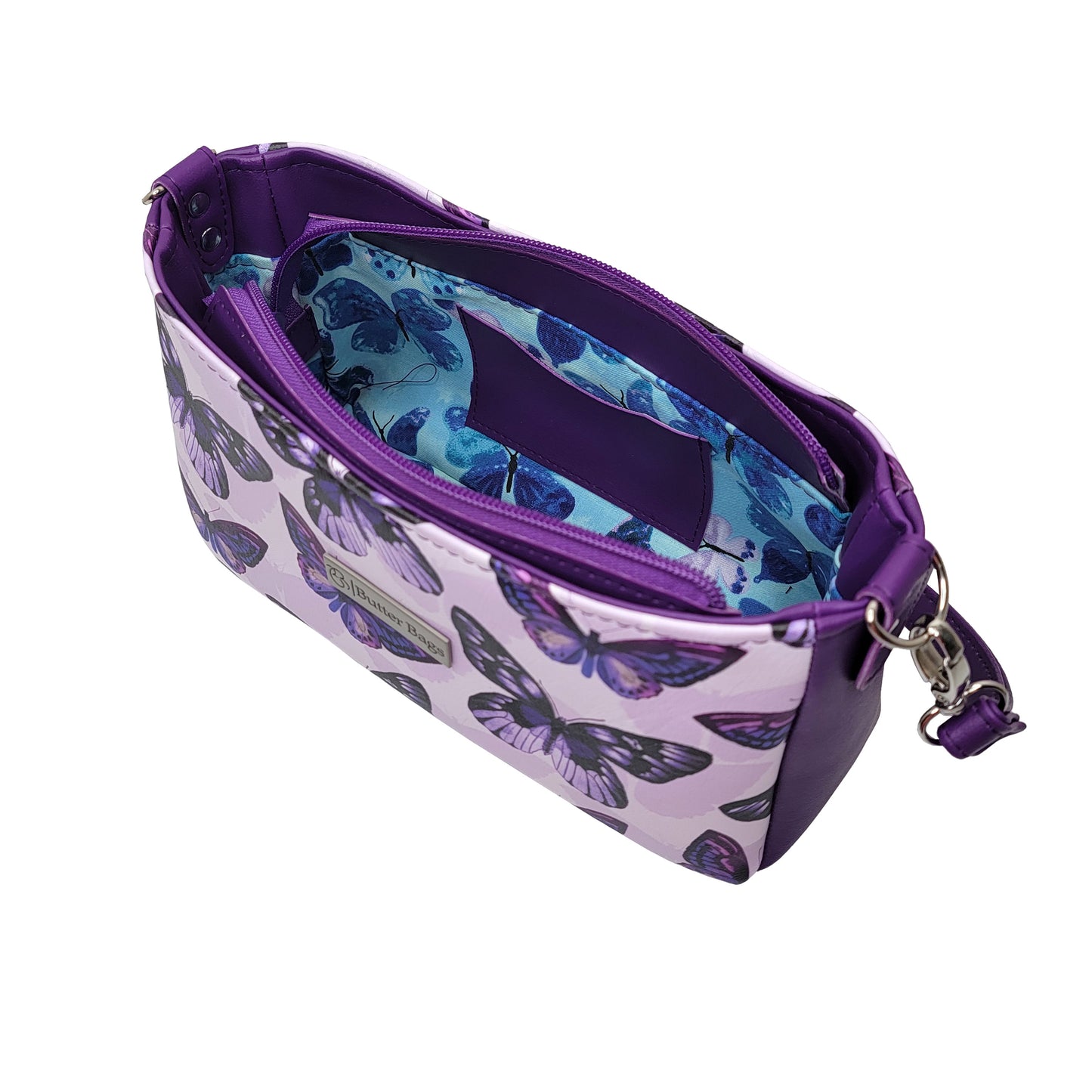 Purple Butterfly Aries Crossbody Bag