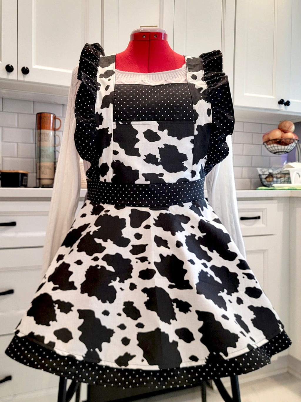 Cow Vintage Ruffle Pinafore Apron