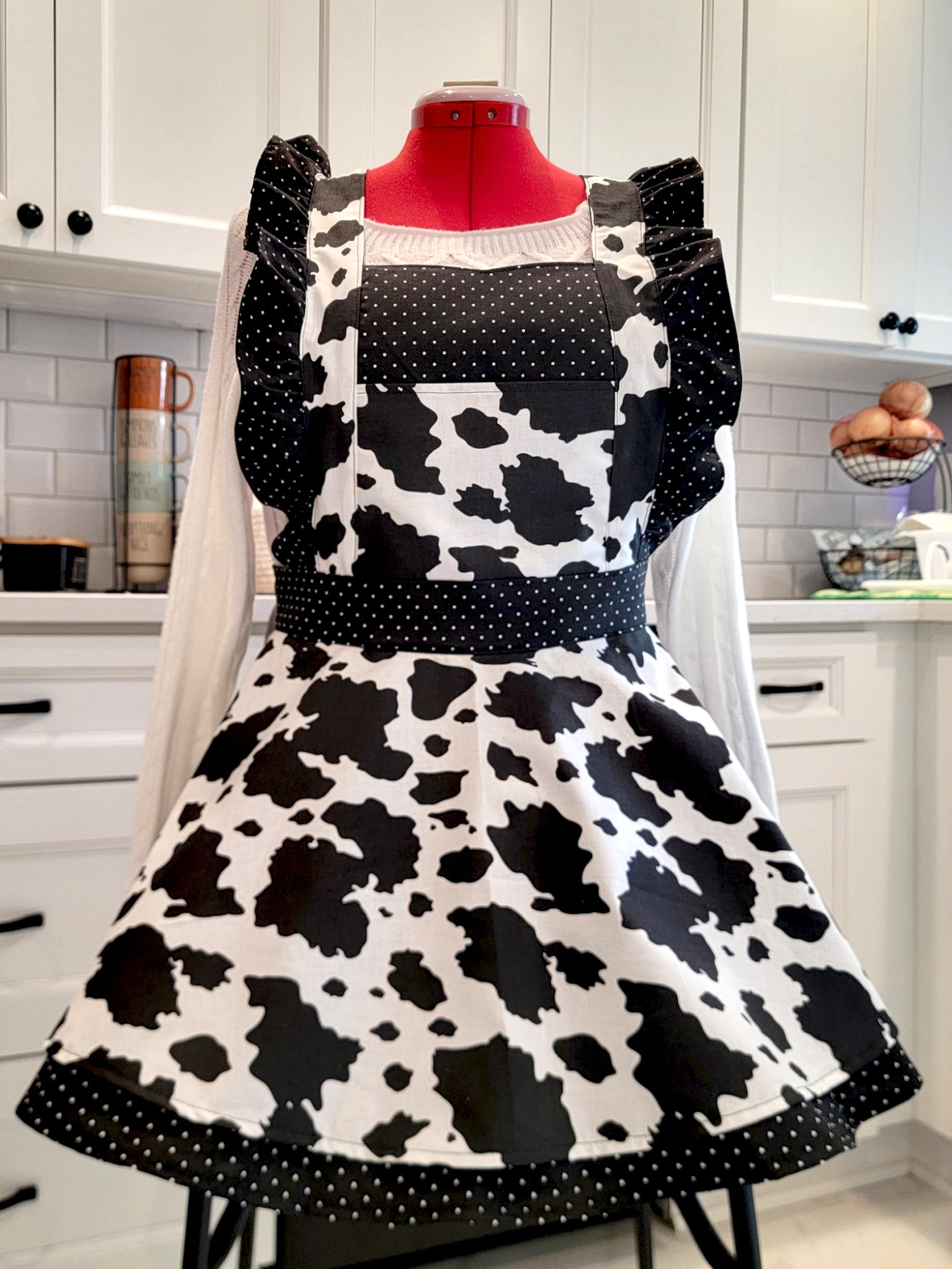 Cow Vintage Ruffle Pinafore Apron