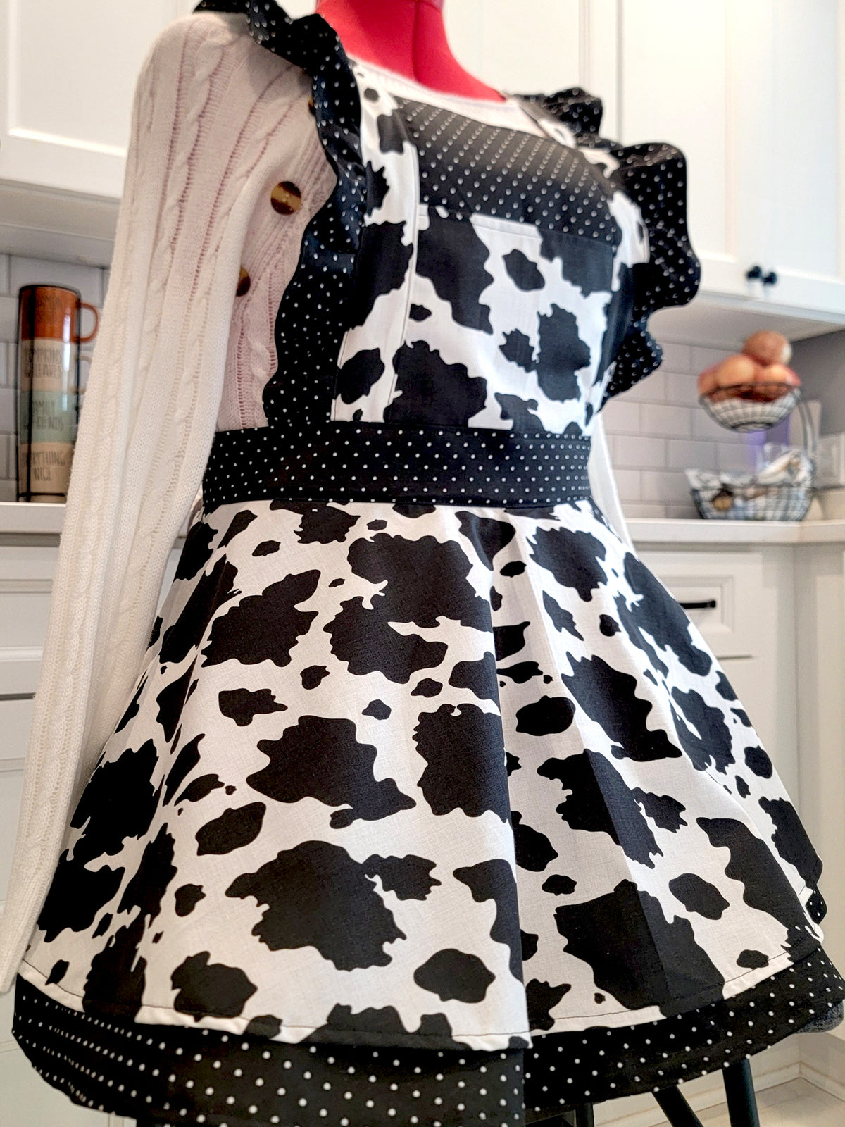 Cow Vintage Ruffle Pinafore Apron
