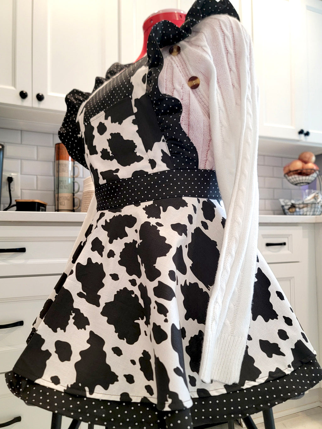 Cow Vintage Ruffle Pinafore Apron