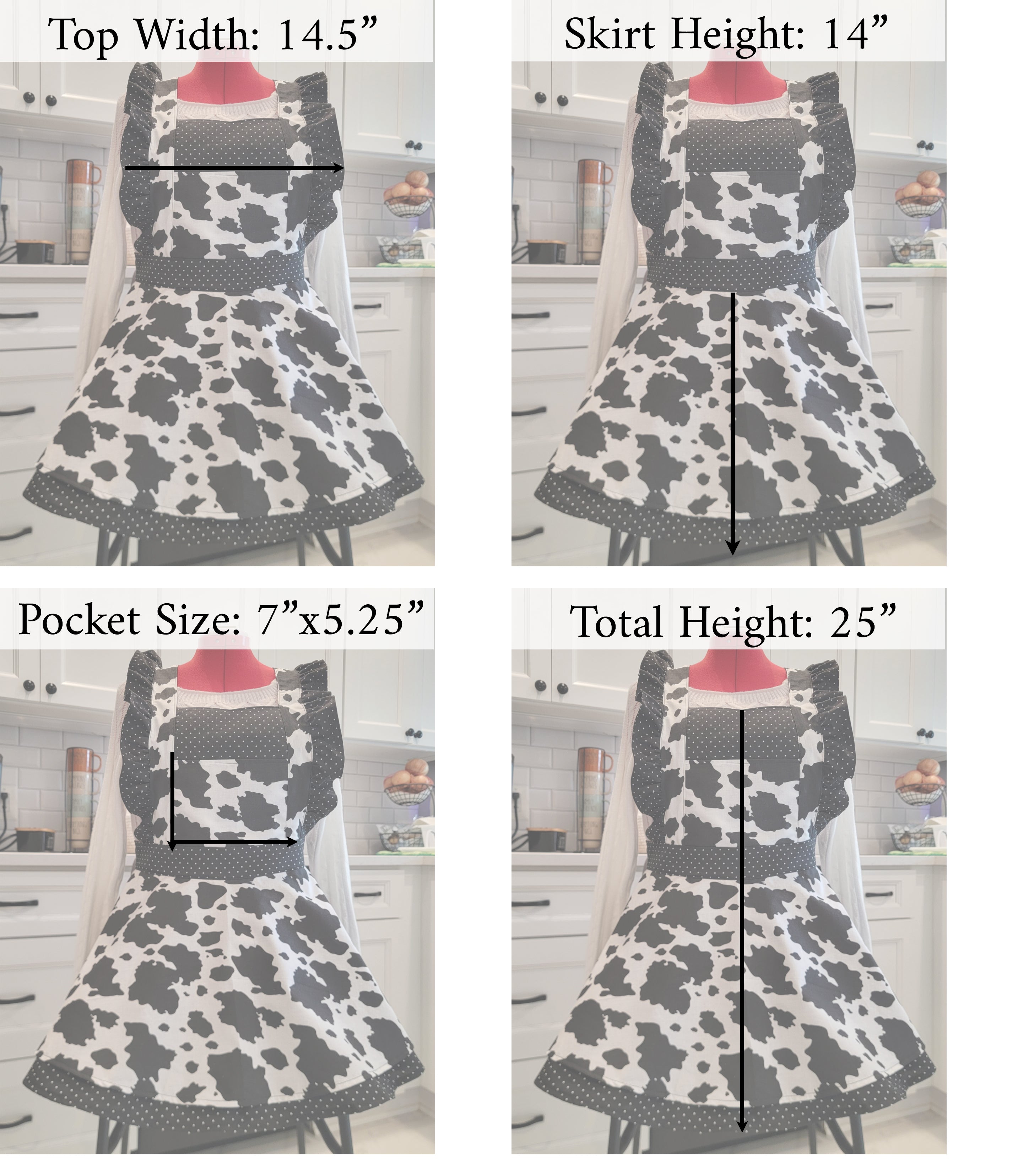 Cow Vintage Ruffle Pinafore Apron