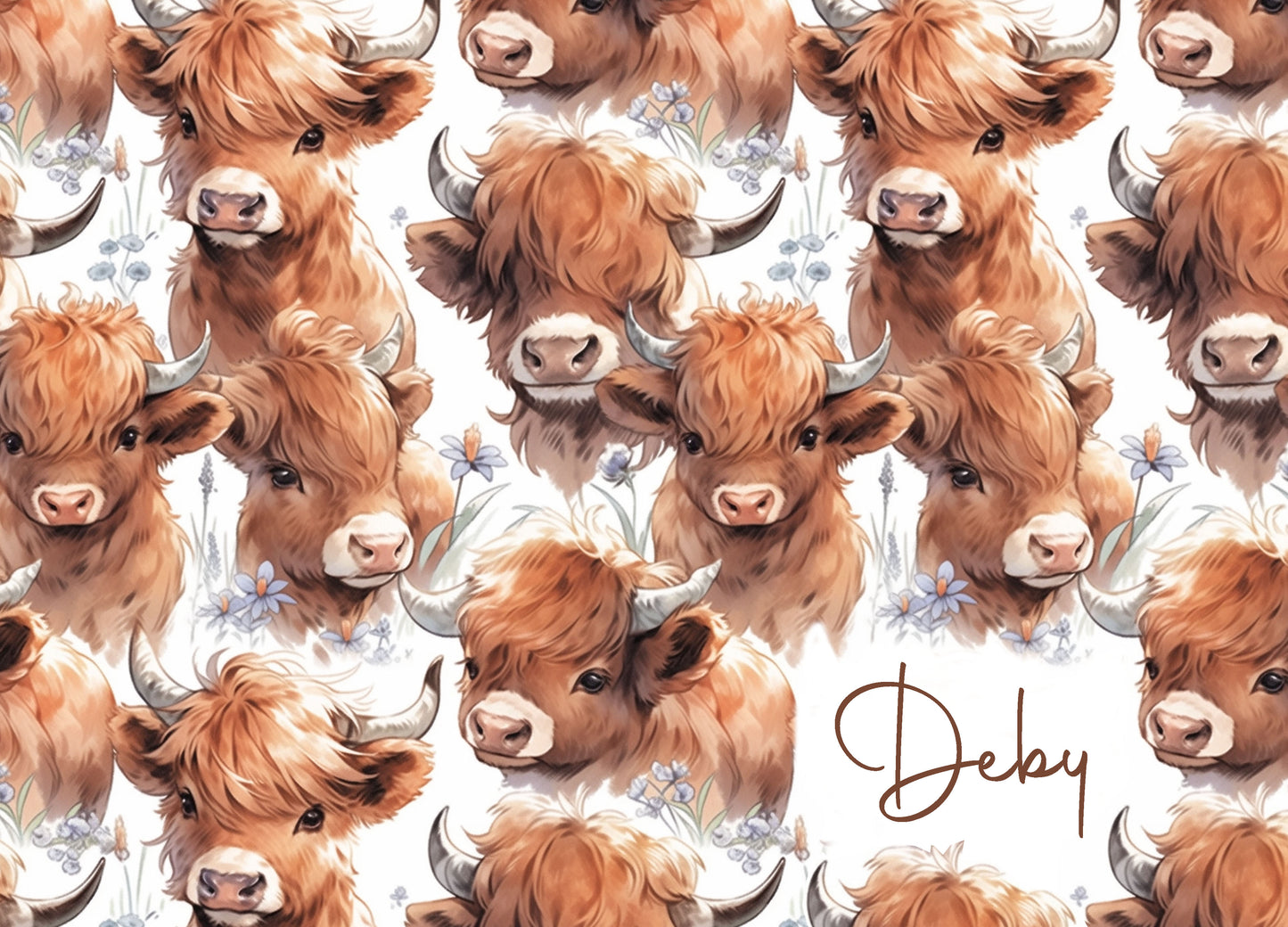Deby- Highland Cow Print- Notebook & Cover