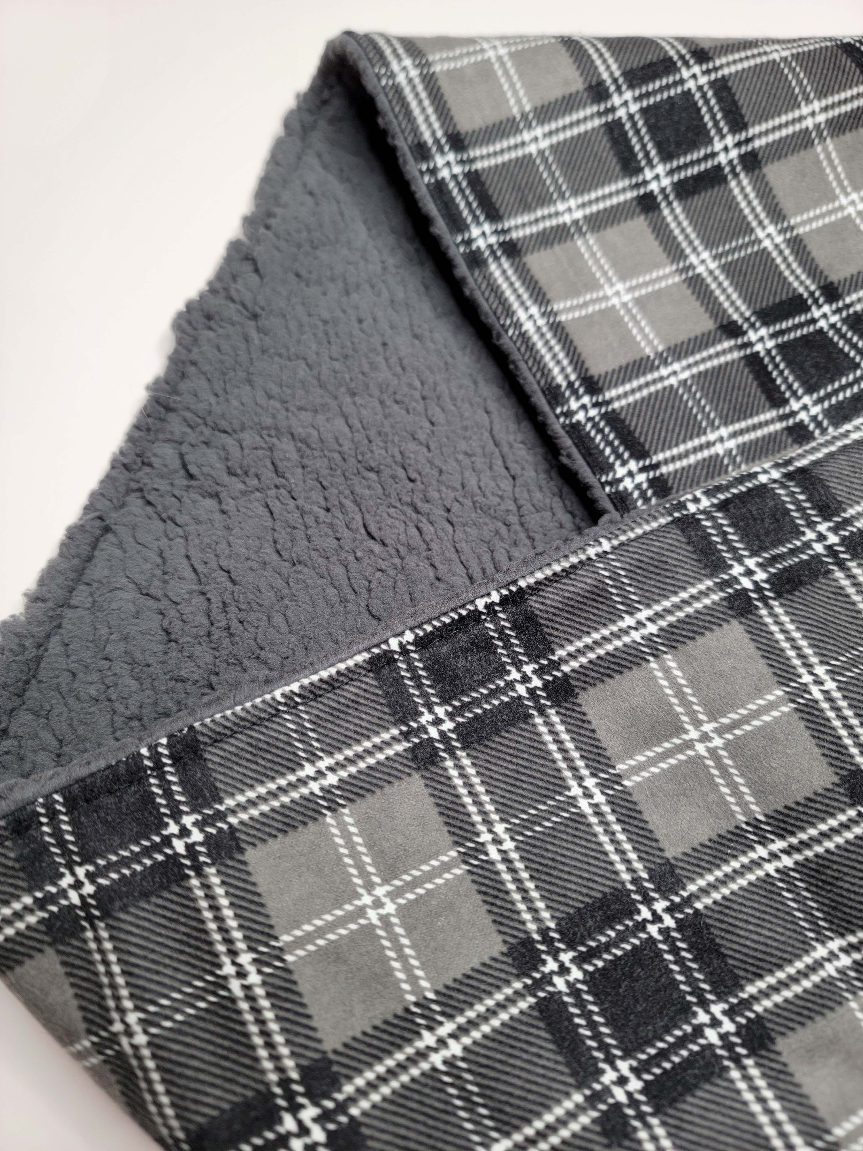 Grey Plaid Mini Scarf