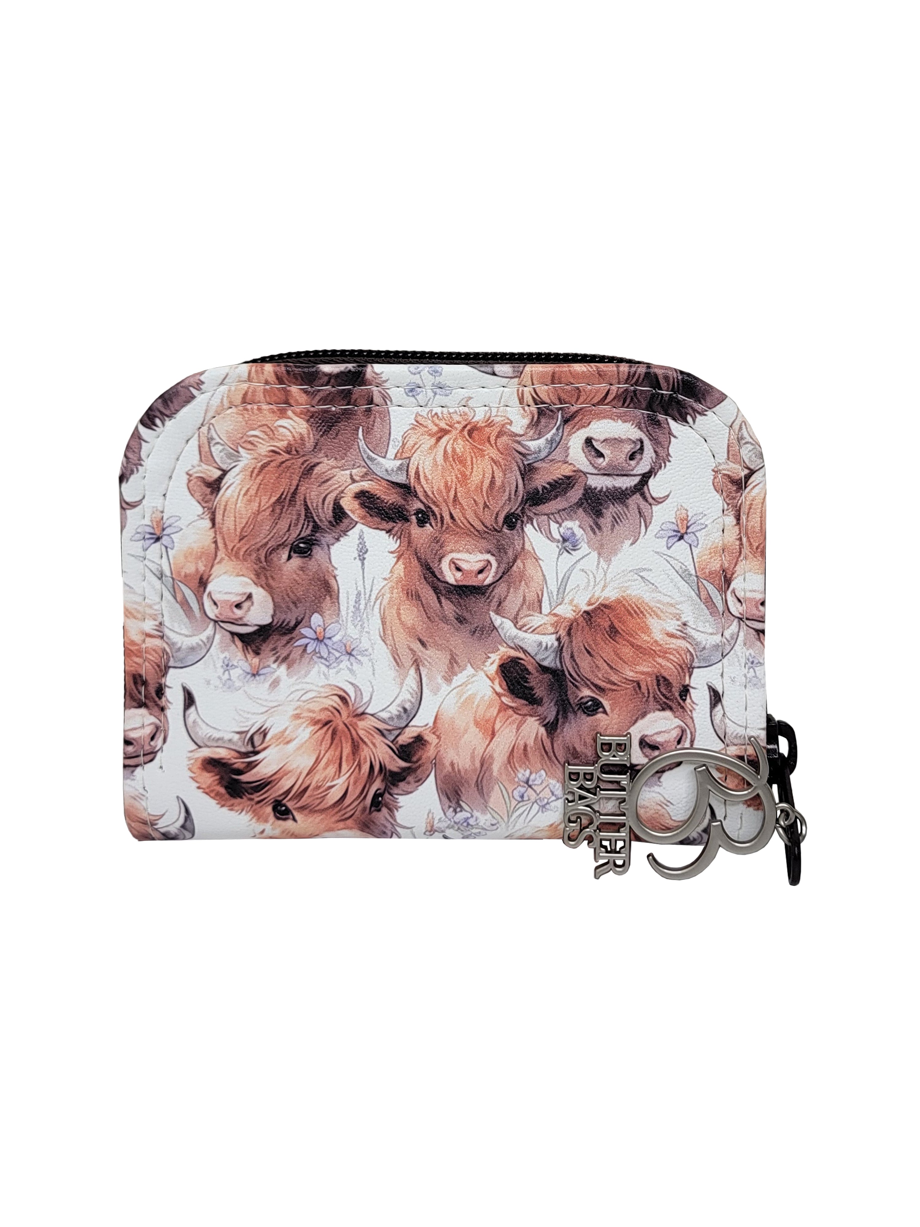 Highland Cow Mini Zip Around Wallet