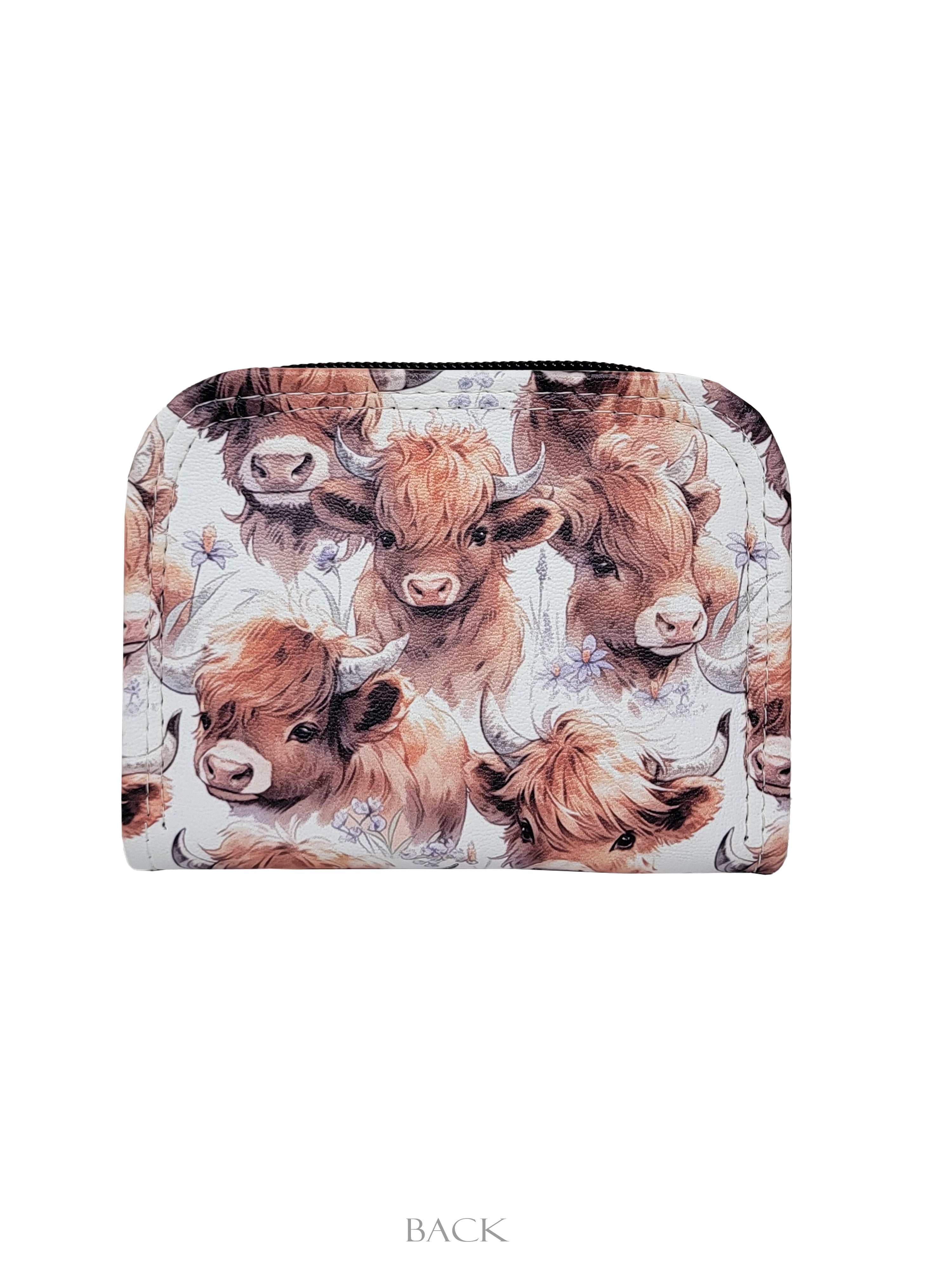 Highland Cow Mini Zip Around Wallet