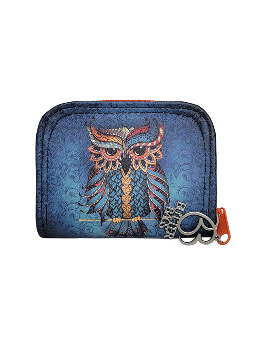 Midnight Owl Mini Zip Around Wallet