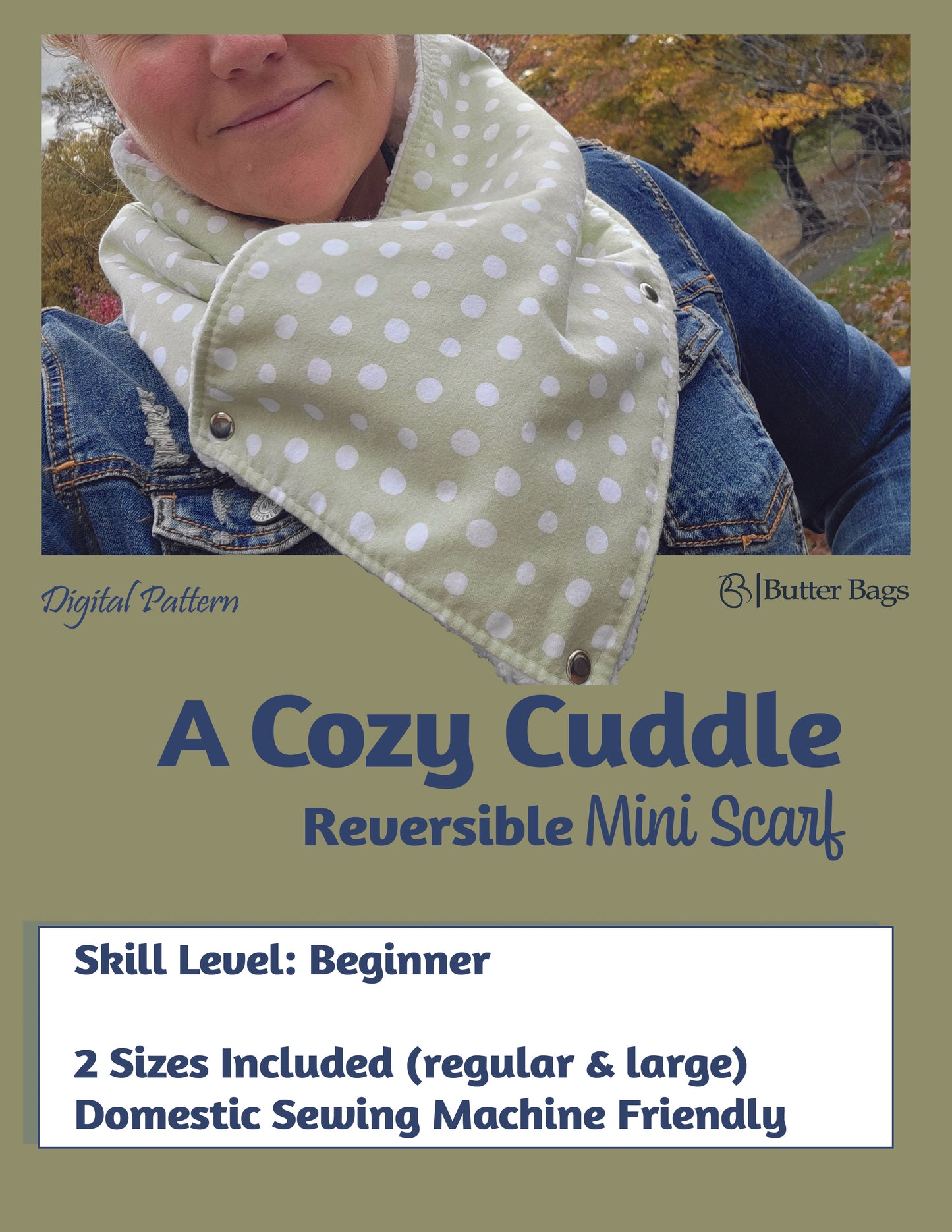 A Cozy Cuddle- Reversible Mini Scarf (Digital Pattern)