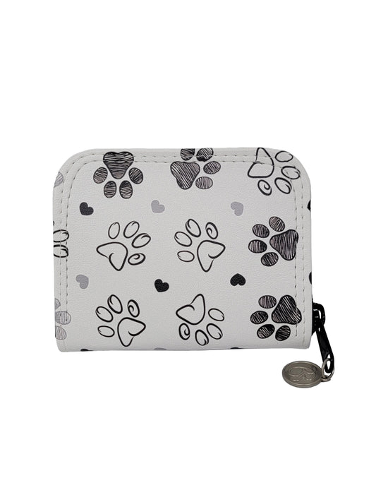 Paw Prints (black) Mini Zip Around Wallet