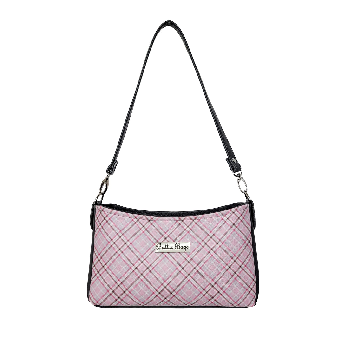 Pink & Grey Plaid Aries Crossbody Bag