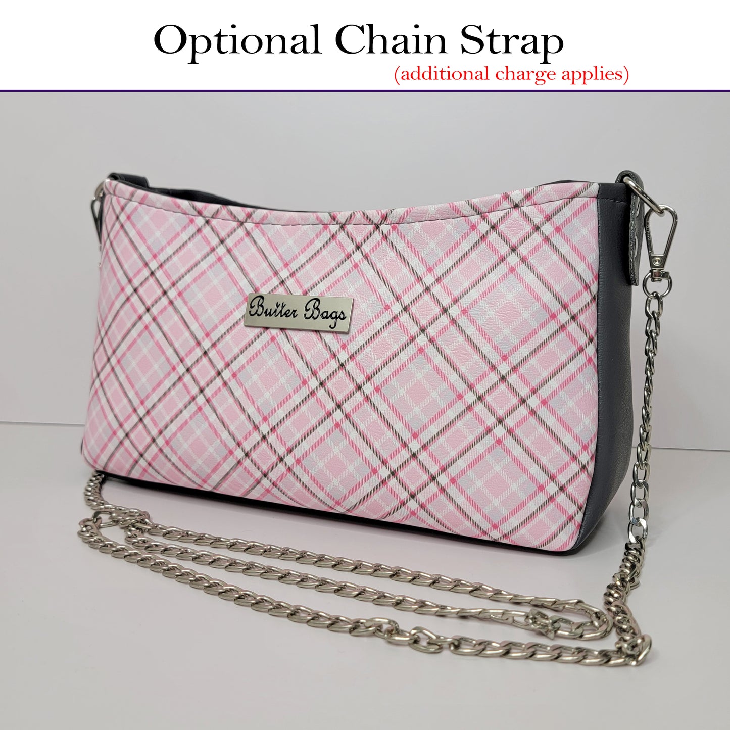 Pink & Grey Plaid Aries Crossbody Bag