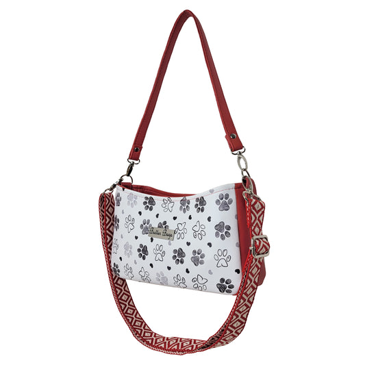 Paw Print Aries Crossbody Bag (red)