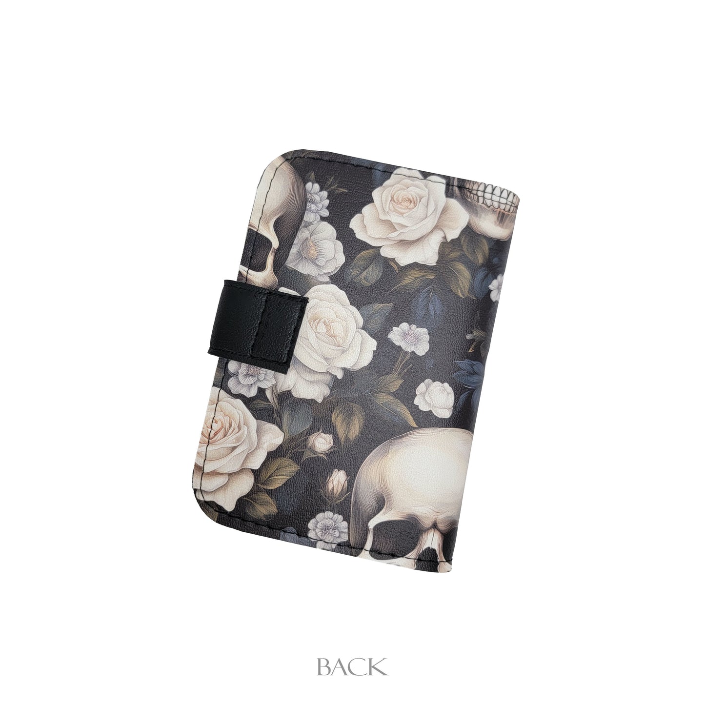 Passport Holder- Skulls & White Roses