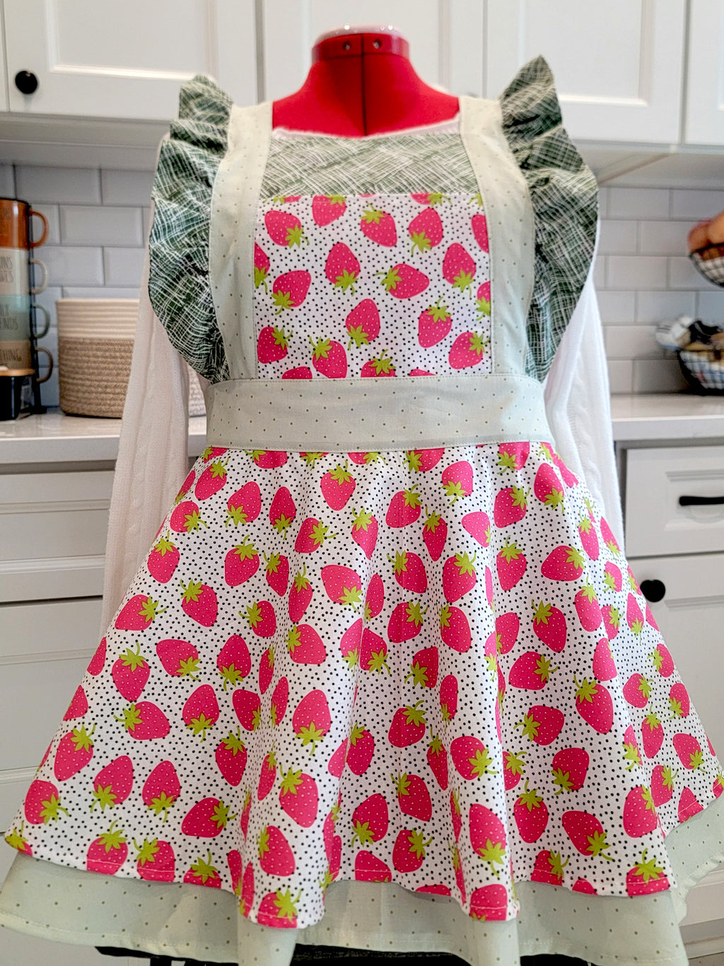 Strawberry Vintage Ruffle Pinafore Apron