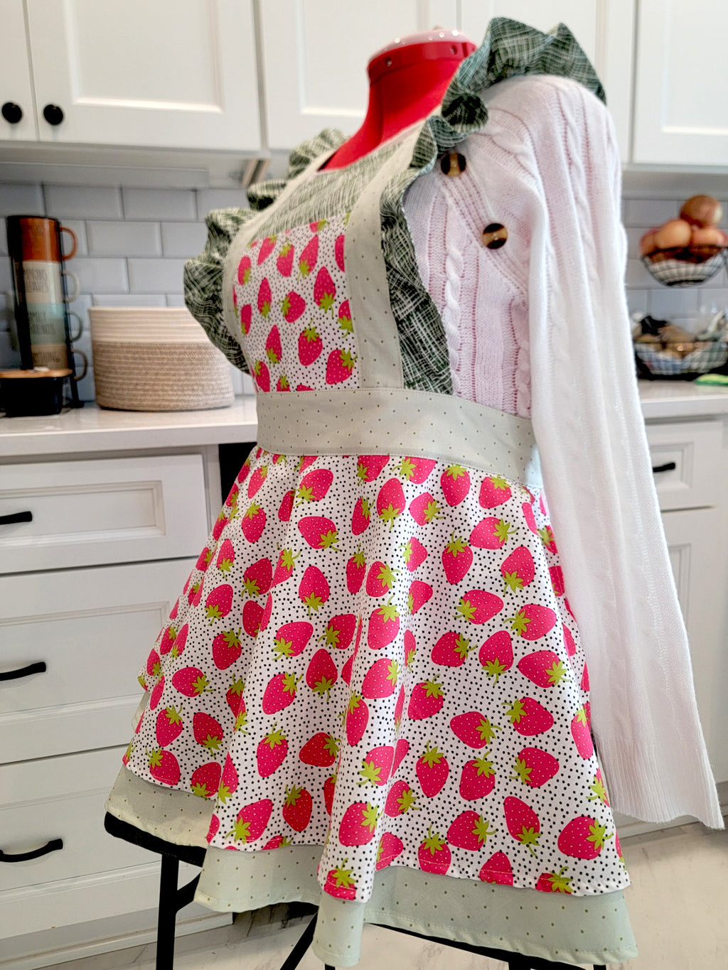 Strawberry Vintage Ruffle Pinafore Apron