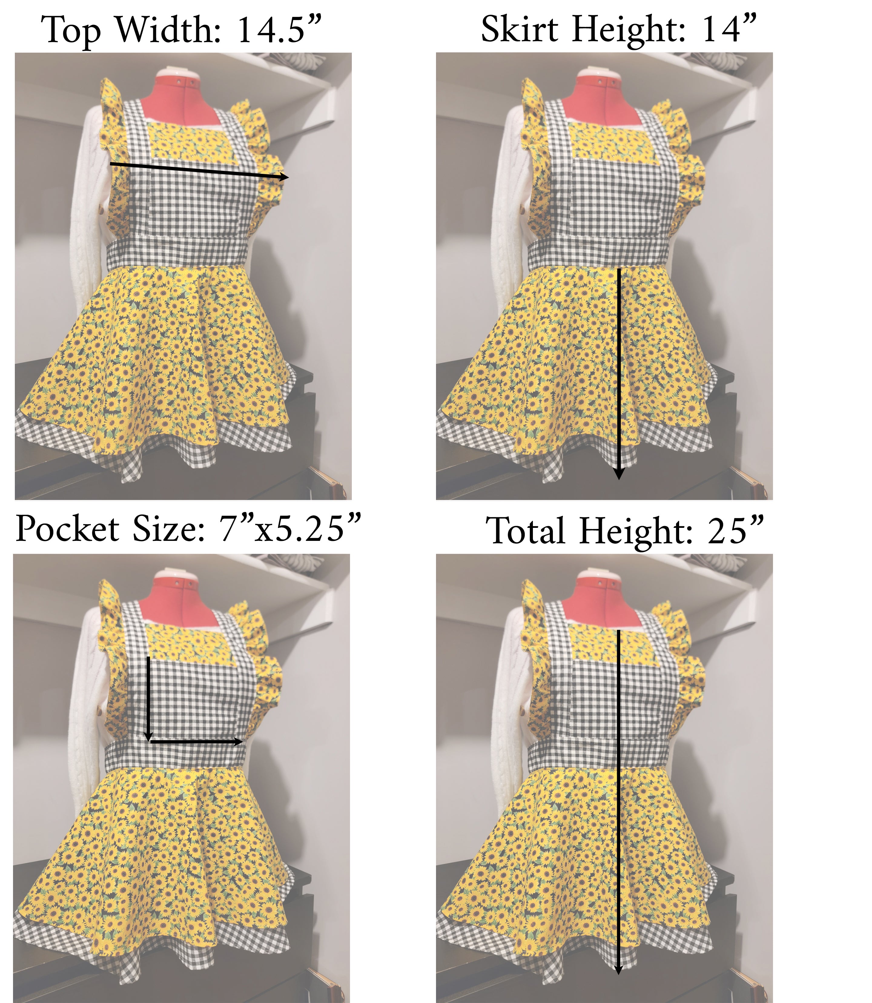Sunflower Vintage Ruffle Pinafore Apron