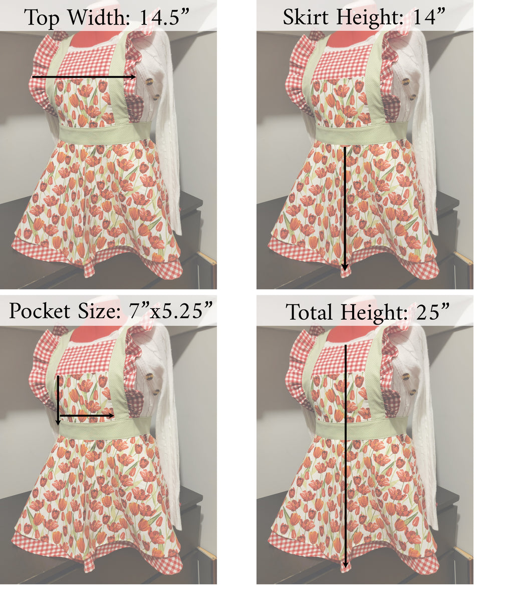 Spring Tulips Vintage Ruffle Pinafore Apron