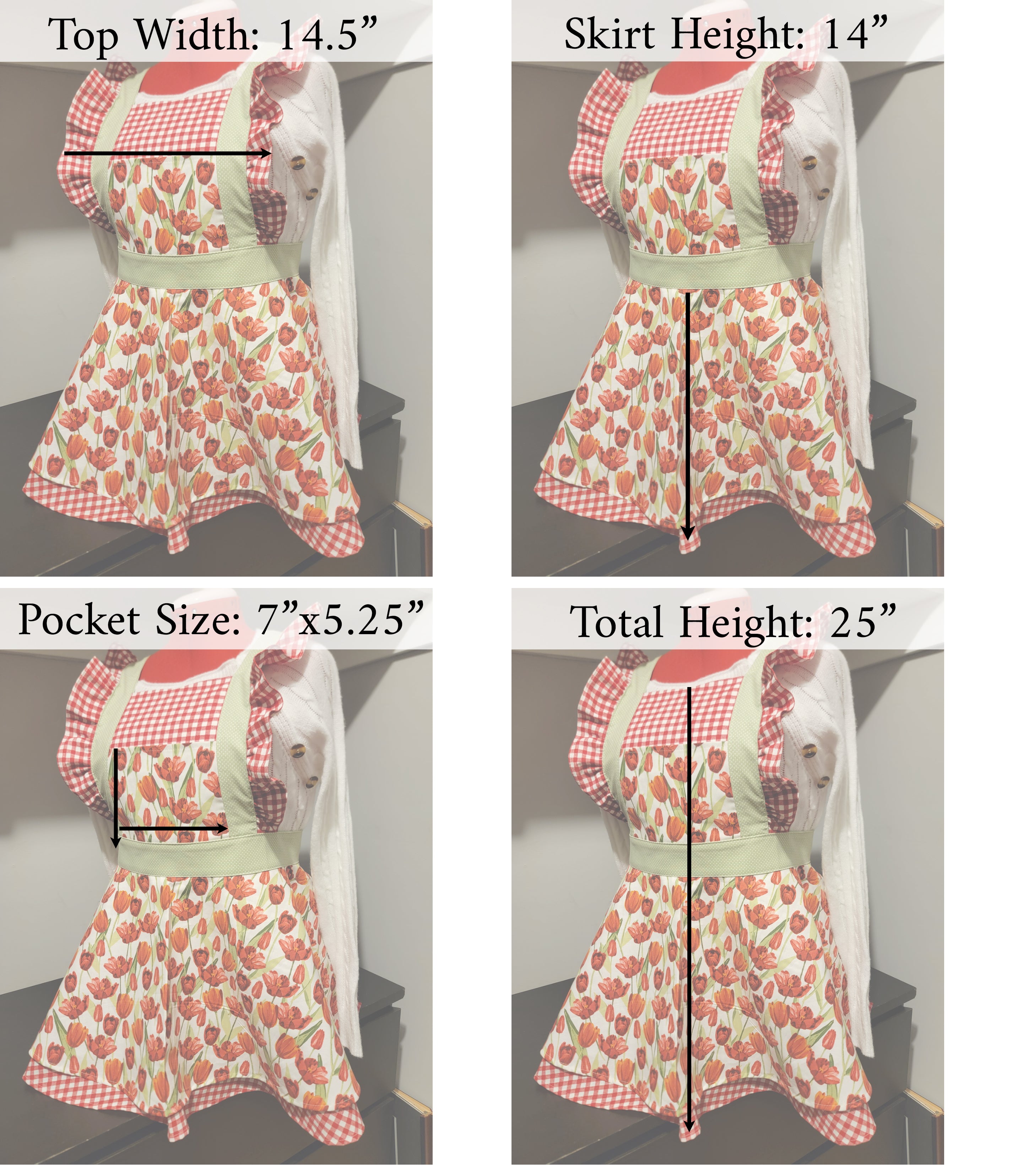 Spring Tulips Vintage Ruffle Pinafore Apron