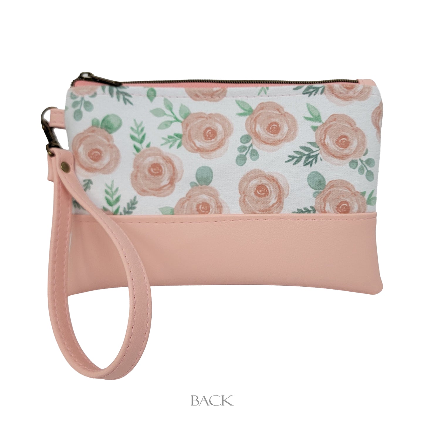 Peachy Floral (Flannel) Wristlet