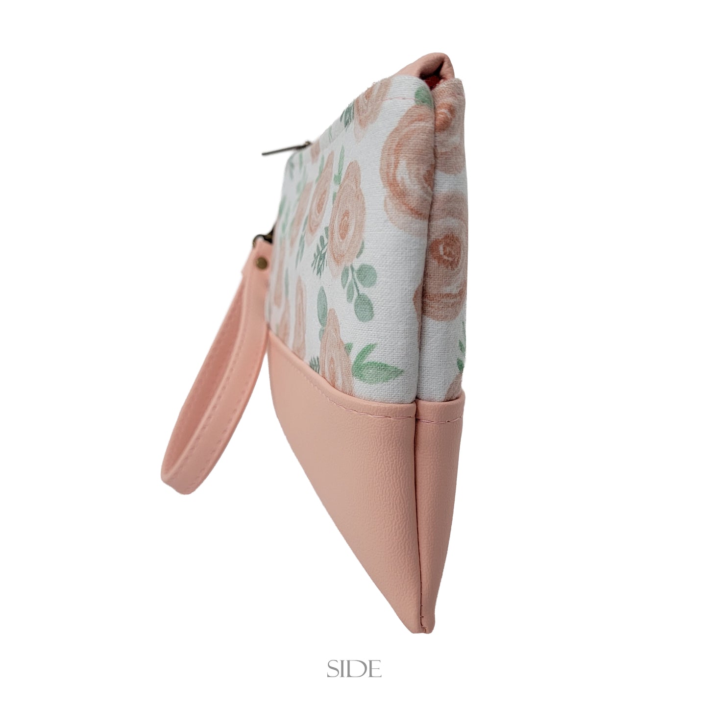 Peachy Floral (Flannel) Wristlet