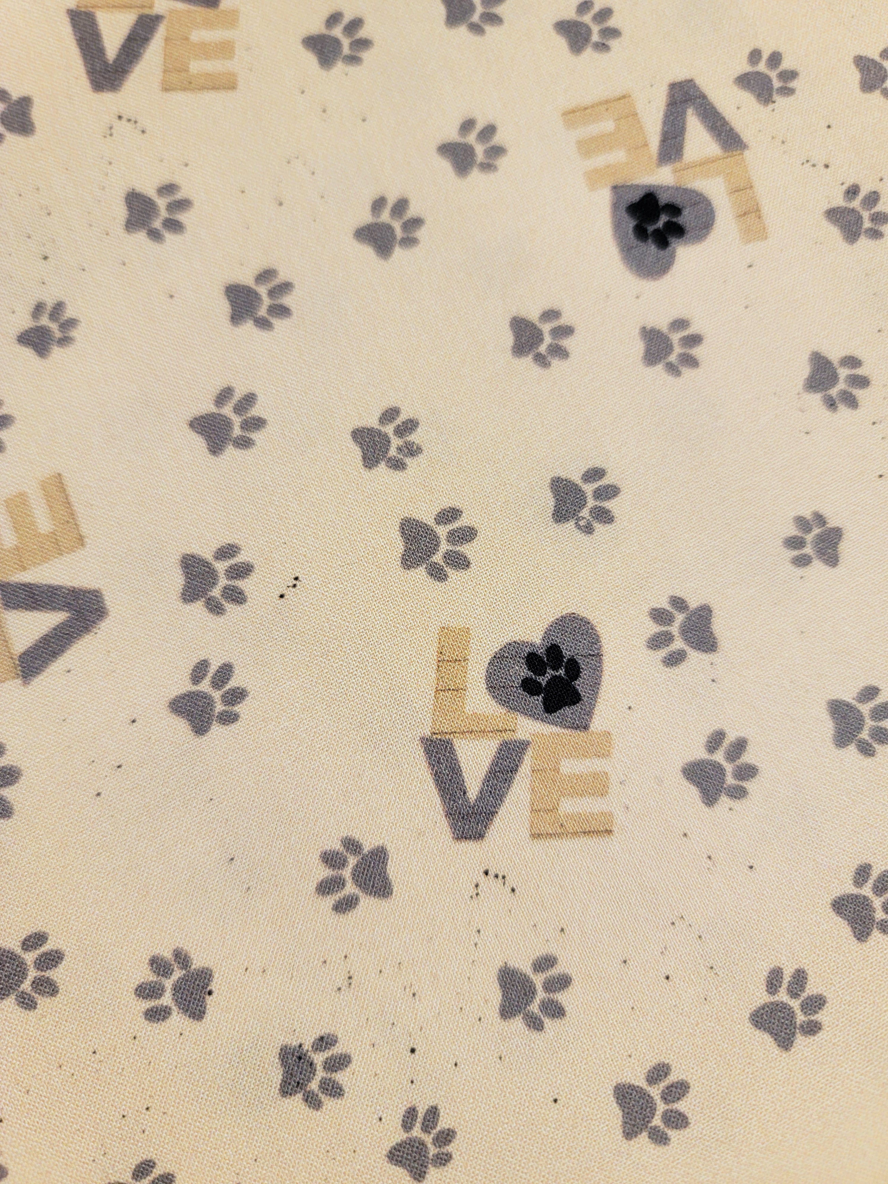 Purrfection Kittens- Paw Prints Grey Fabric (half yard increment)