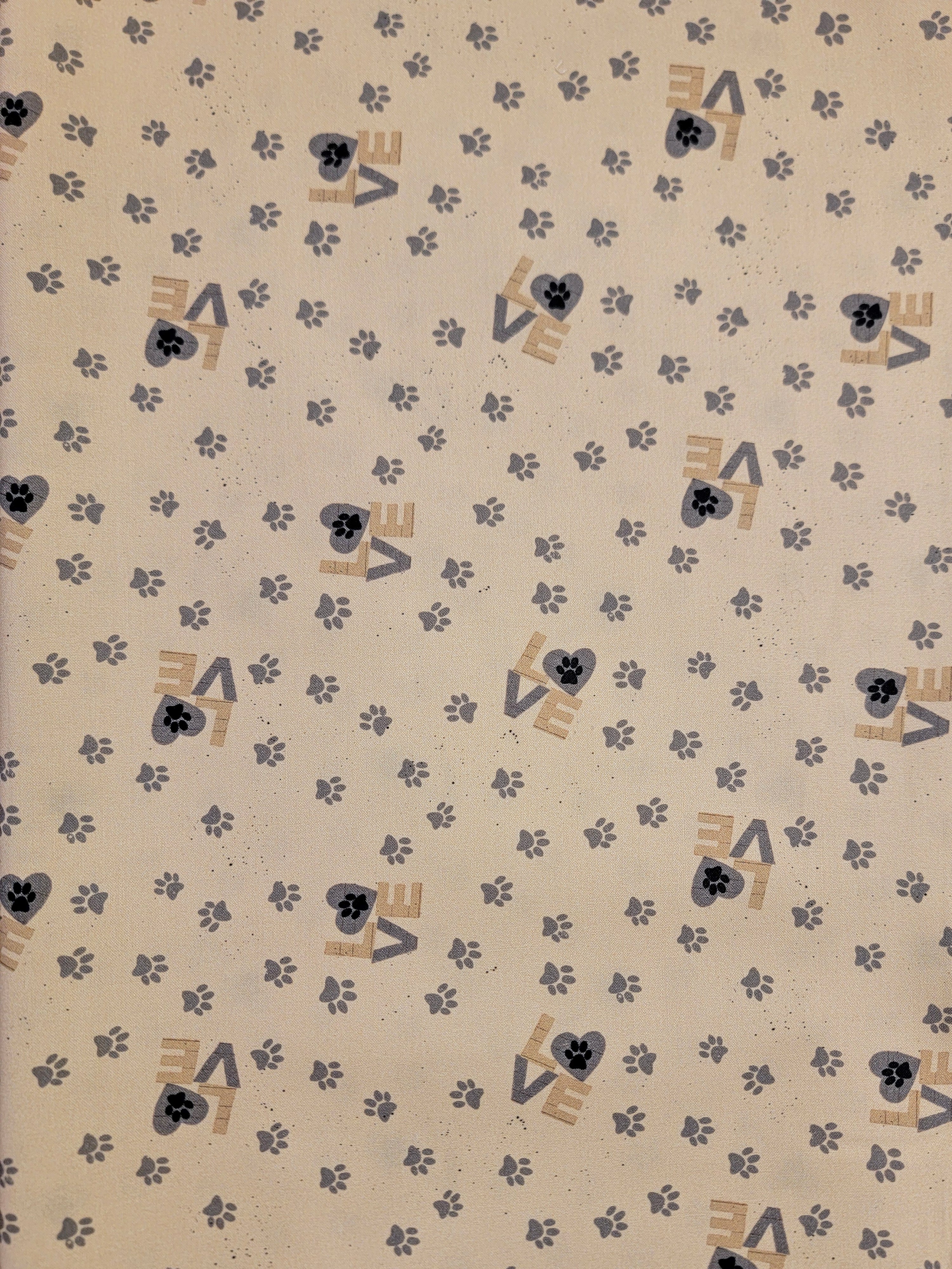 Purrfection Kittens- Paw Prints Grey Fabric (half yard increment)