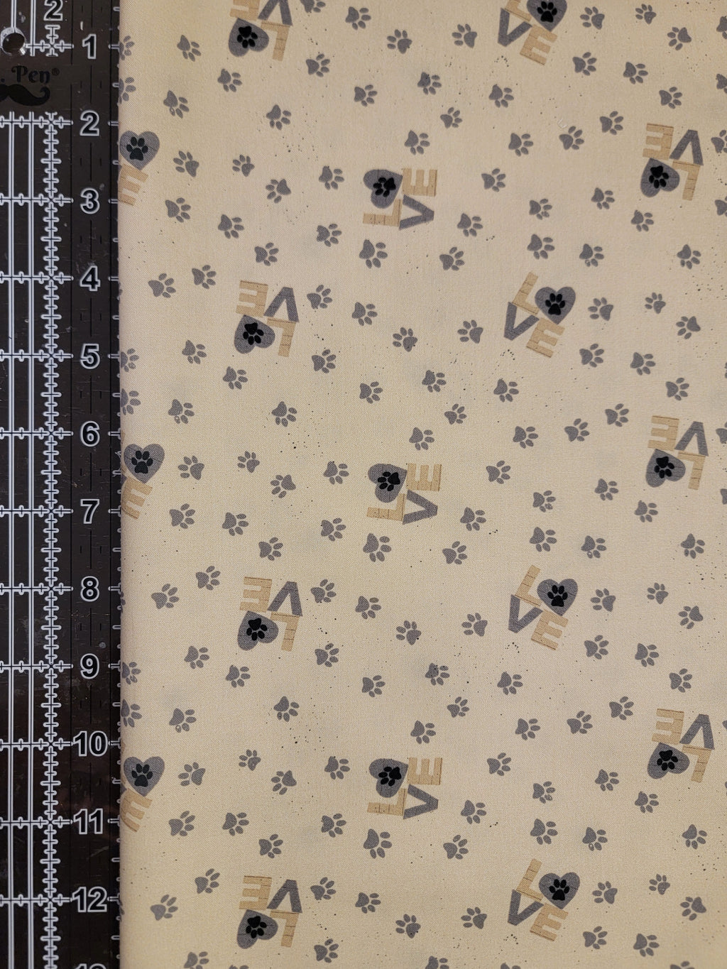 Purrfection Kittens- Paw Prints Grey Fabric (half yard increment)