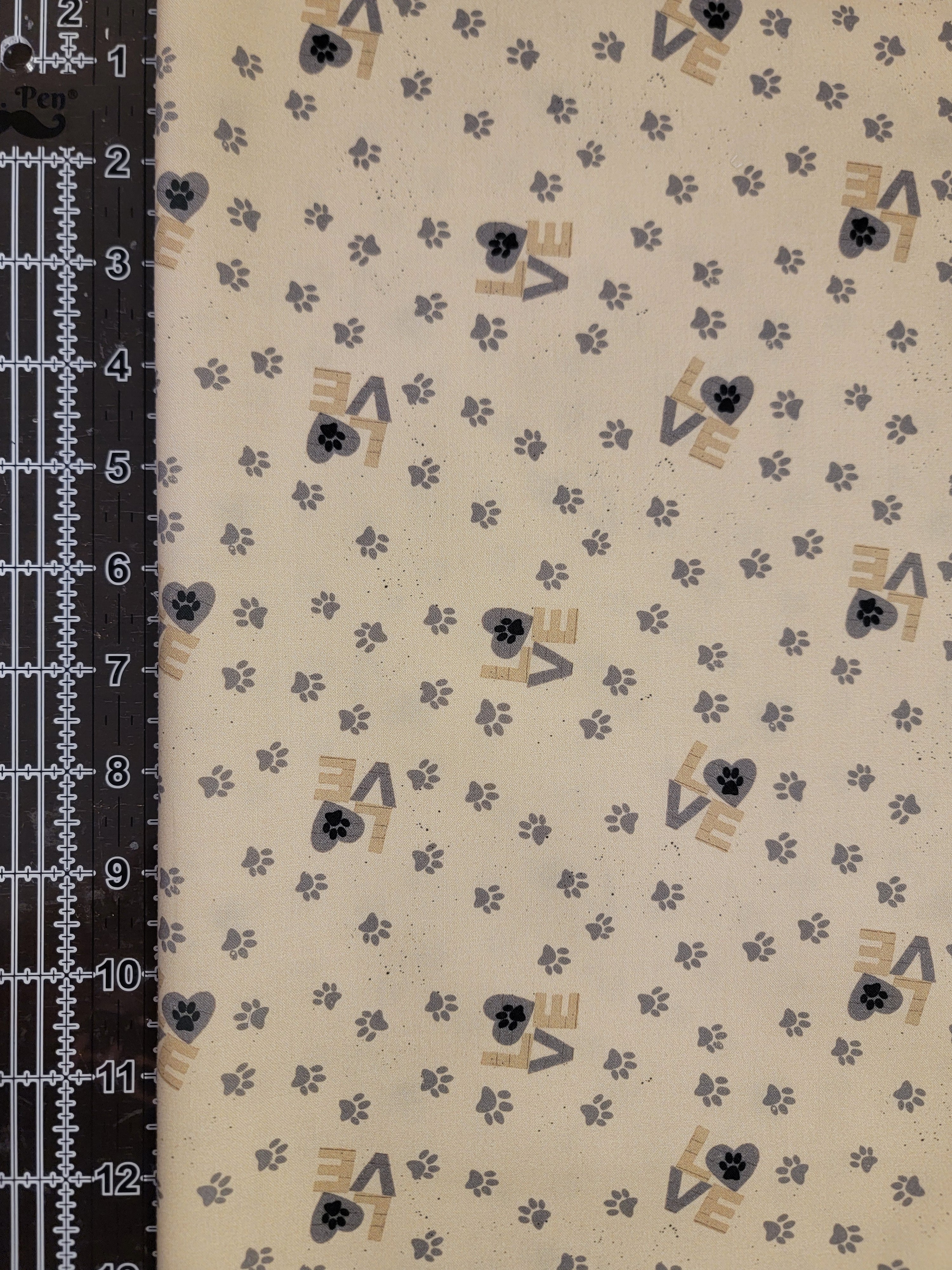 Purrfection Kittens- Paw Prints Grey Fabric (half yard increment)
