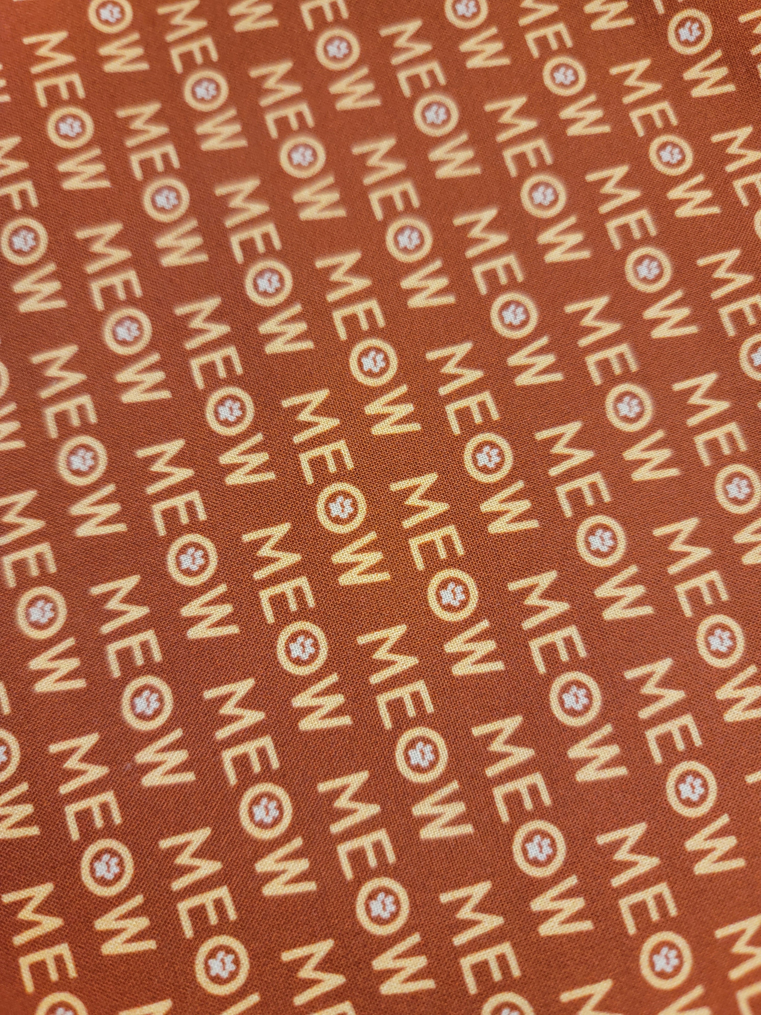 Purrfection Kittens- Meow Brick Red Fabric (half yard increment)