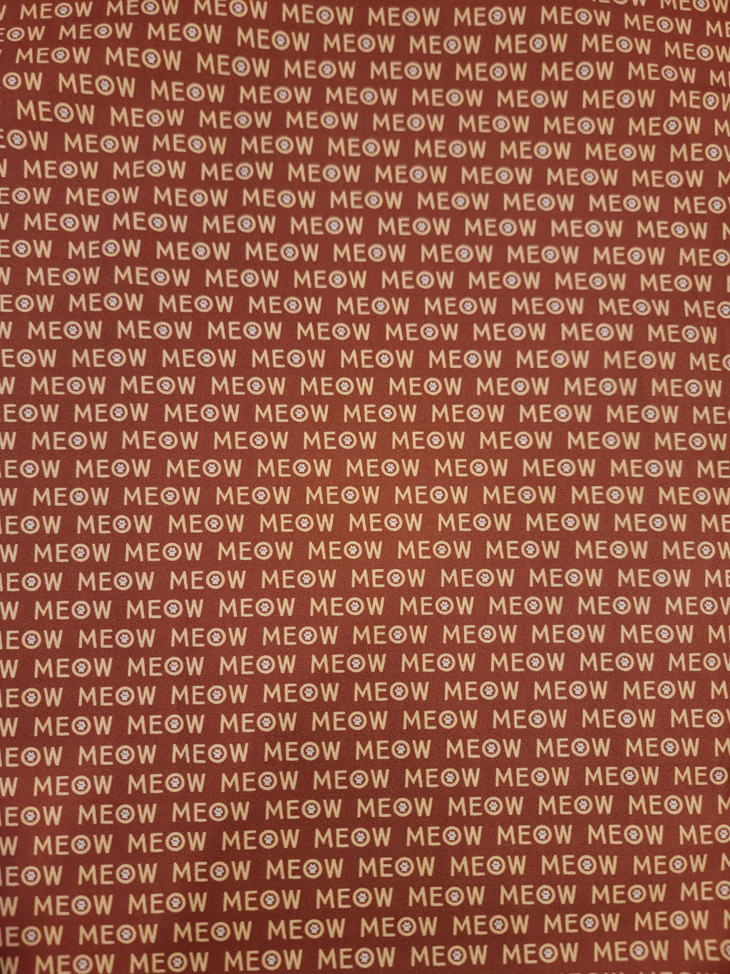 Purrfection Kittens- Meow Brick Red Fabric (half yard increment)